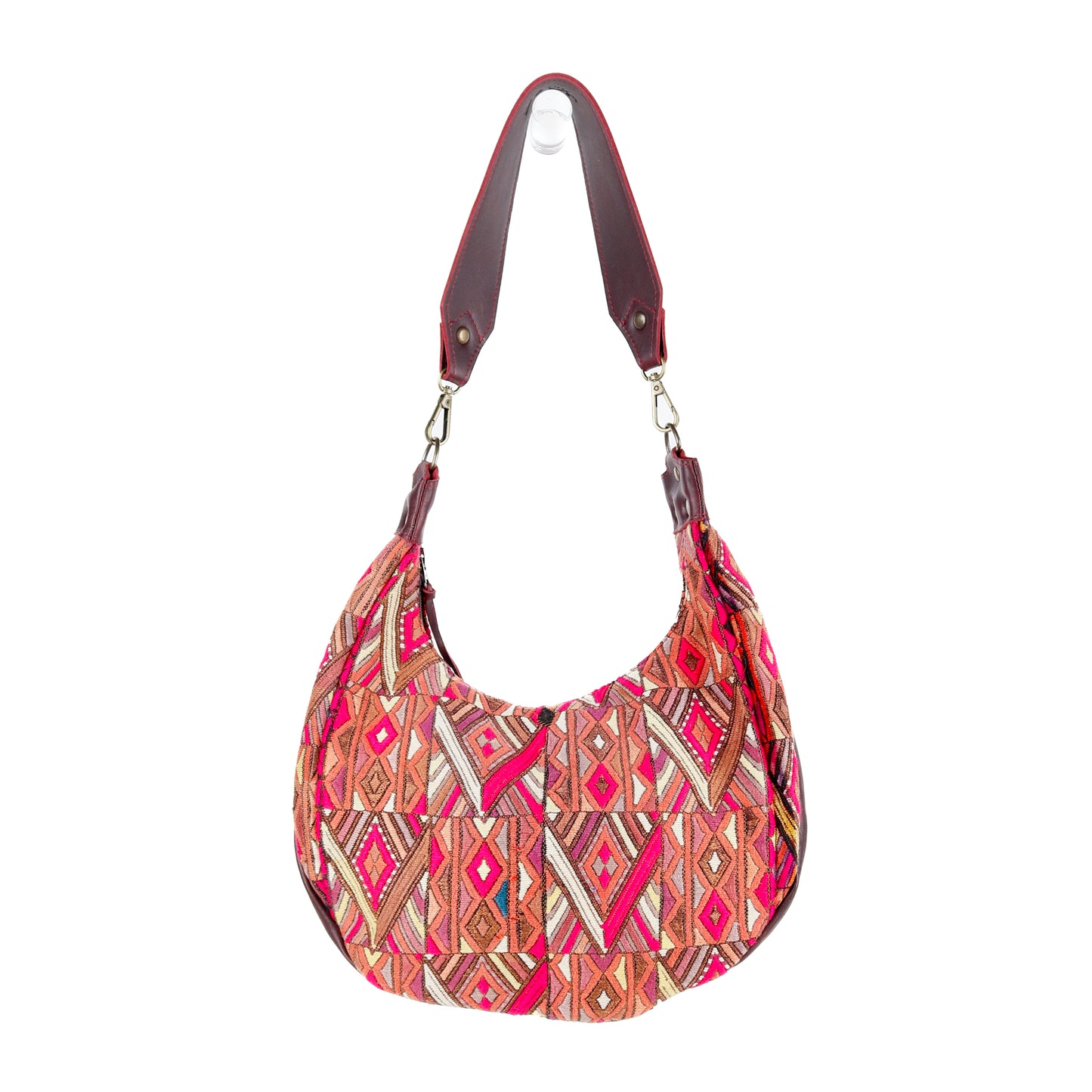 LARGE BOHO SADDLE BAG - OOAK HUIPIL - VINO TINTO - NO. 15932