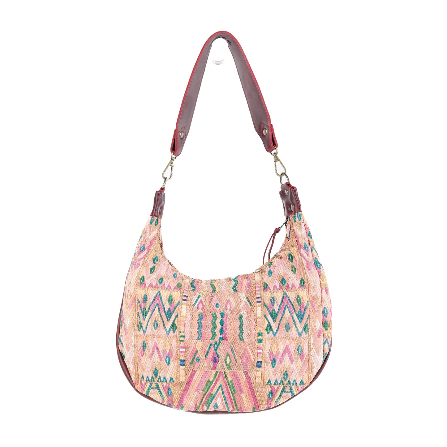 BOHO SADDLE BAG - OOAK HUIPIL - VINO TINTO - NO. 15933