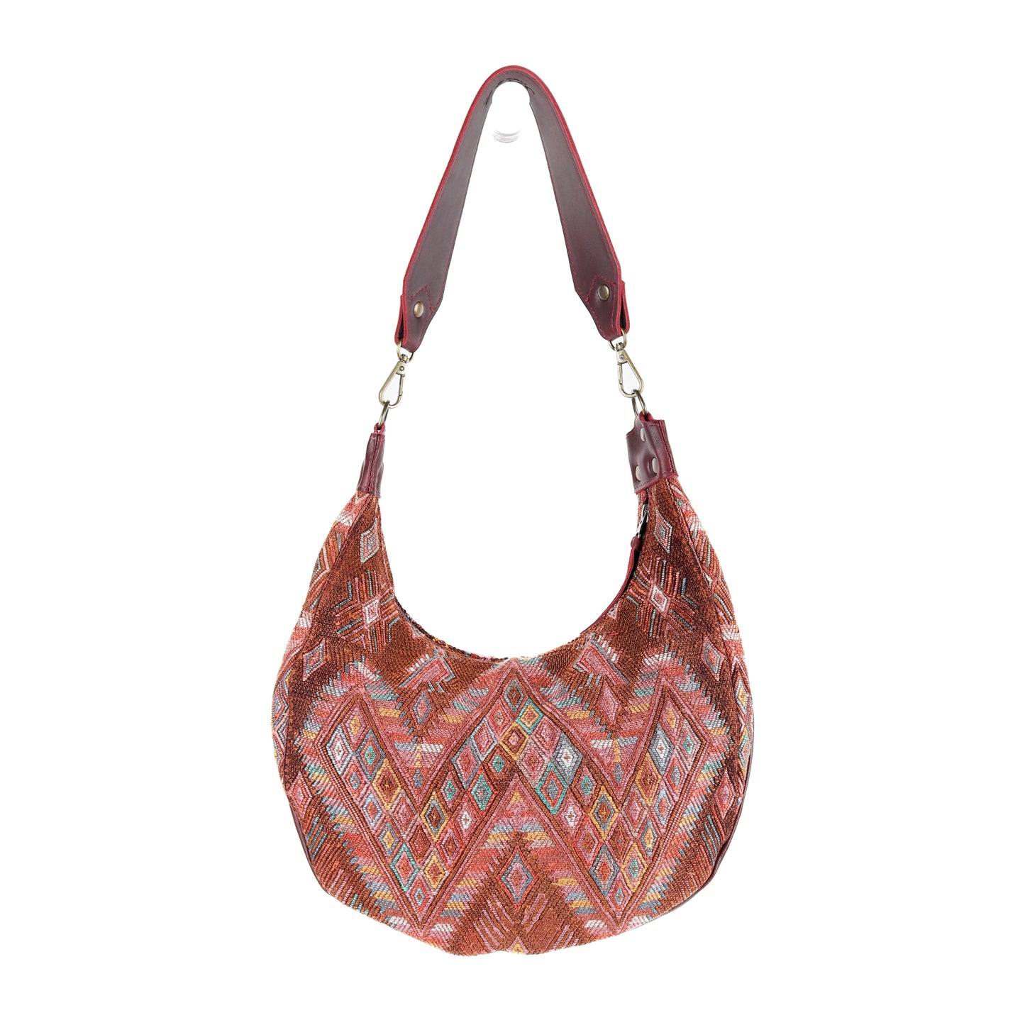 BOHO SADDLE BAG - OOAK HUIPIL - VINO TINTO - NO. 15935