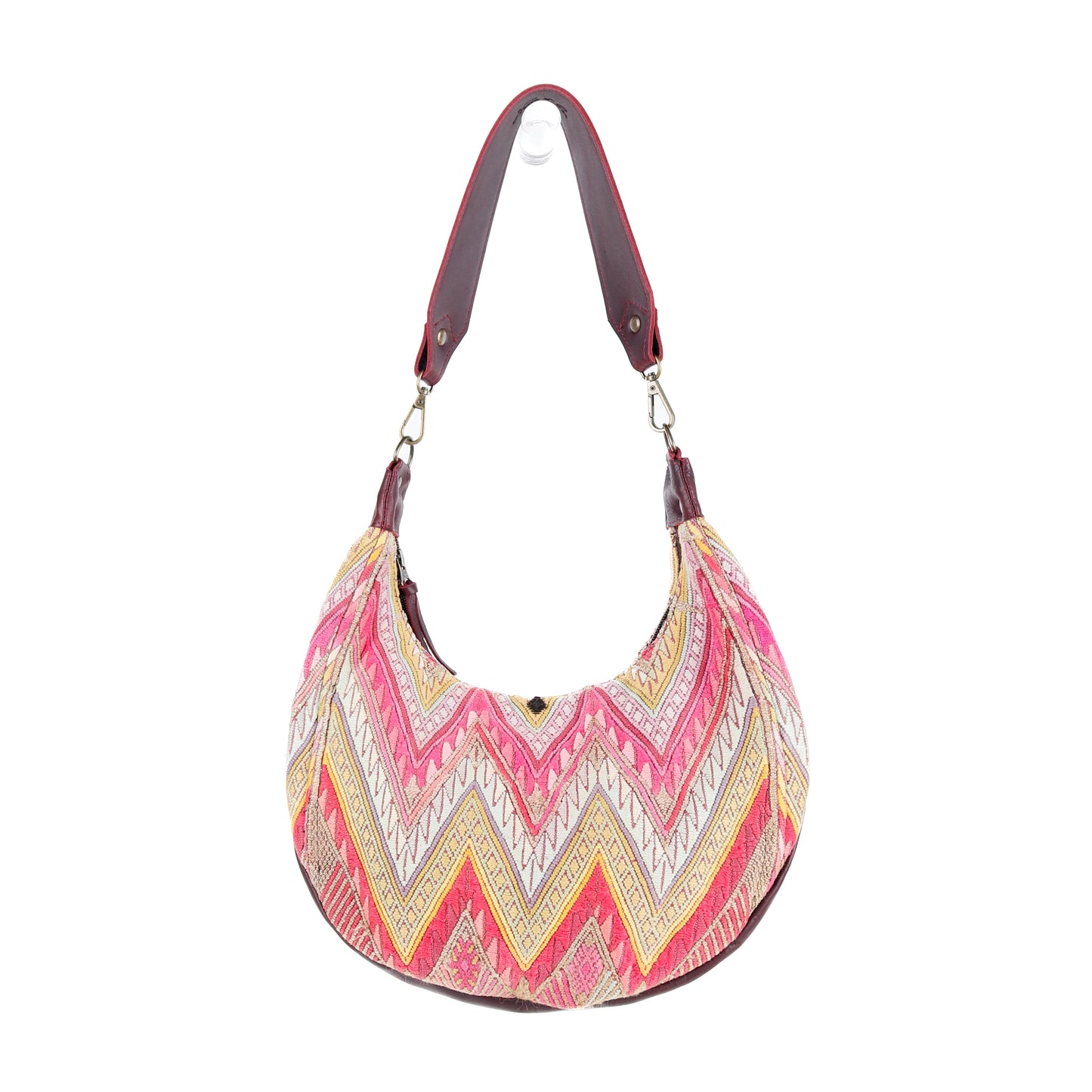 BOHO SADDLE BAG - OOAK HUIPIL - VINO TINTO - NO. 15936