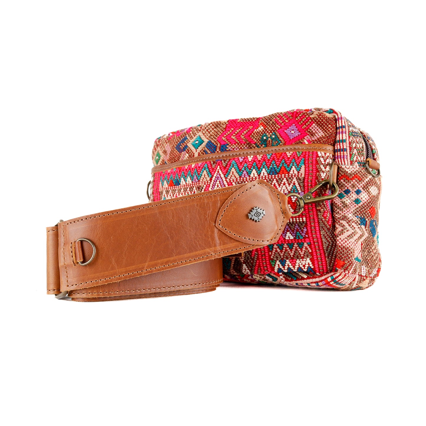 LARGE WANDER BAG + STRAP SET - OOAK HUIPIL & CORTE - CAFE - NO. 16157
