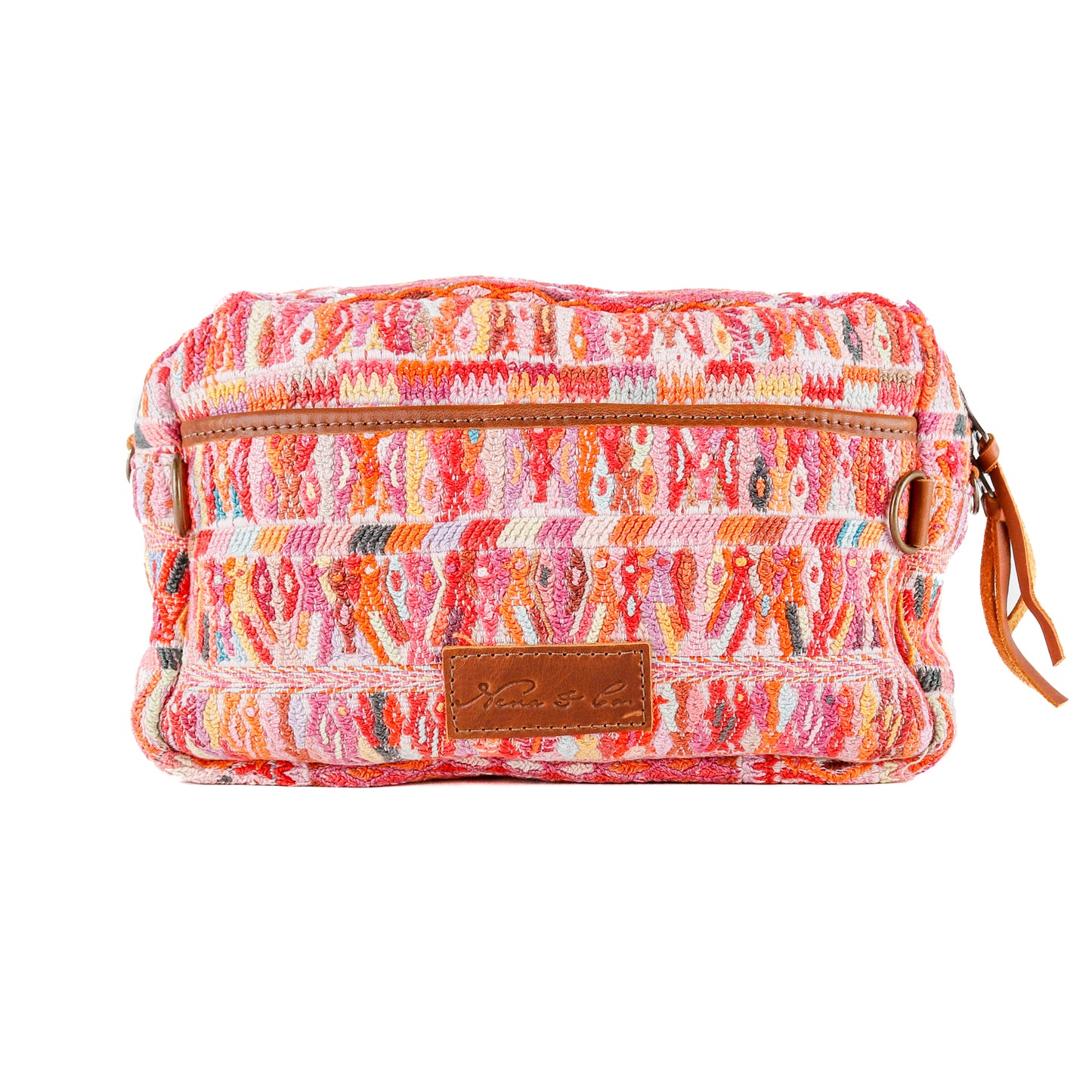LARGE WANDER BAG + STRAP SET - OOAK HUIPIL & CORTE - CAFE - NO.16161