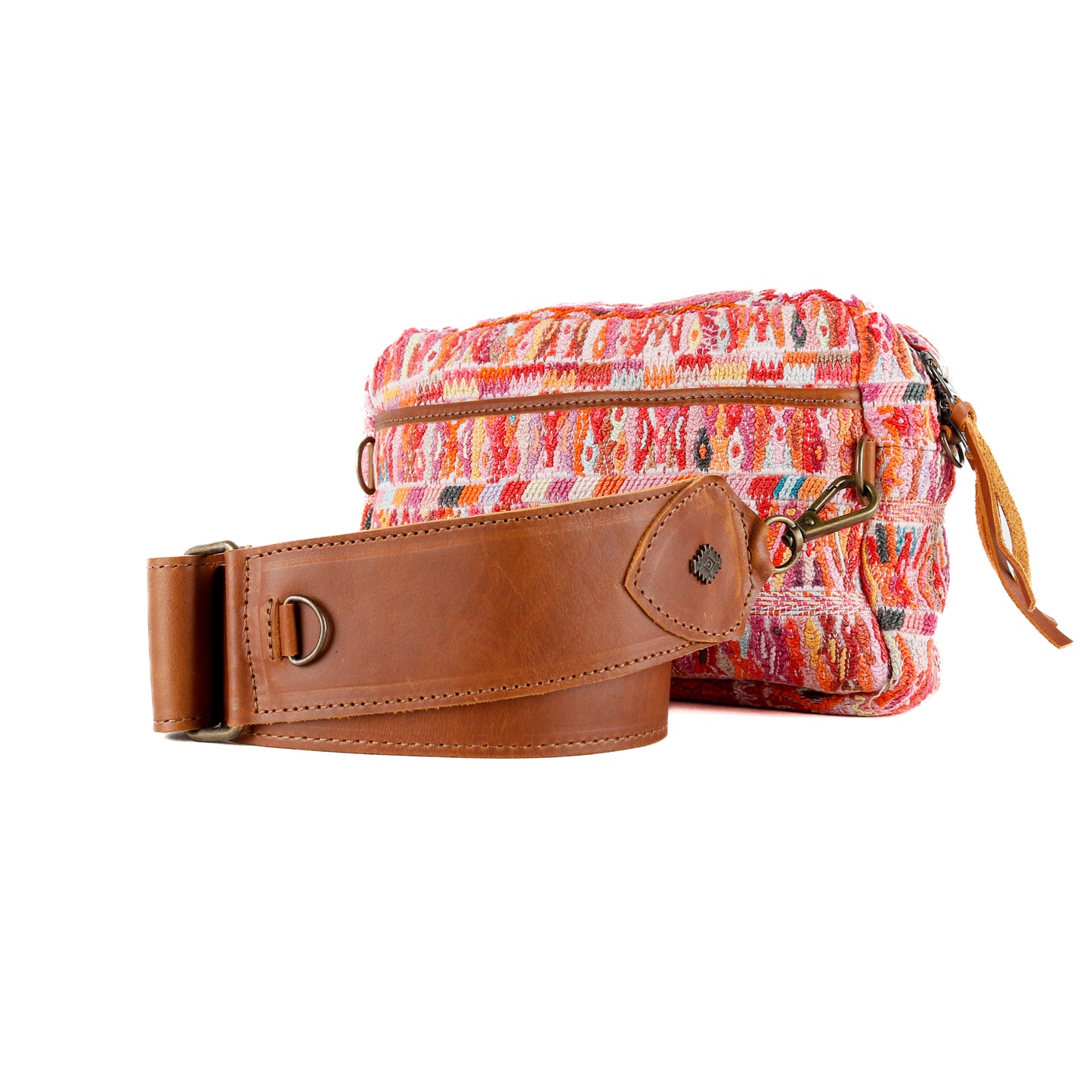 LARGE WANDER BAG + STRAP SET - OOAK HUIPIL & CORTE - CAFE - NO.16161