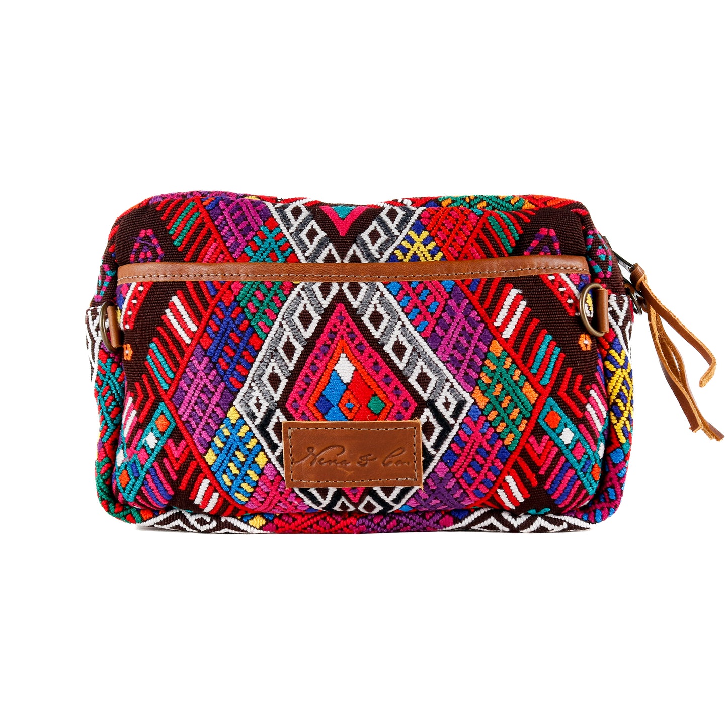 LARGE WANDER BAG + STRAP SET - OOAK HUIPIL & CORTE - CAFE - NO.16162