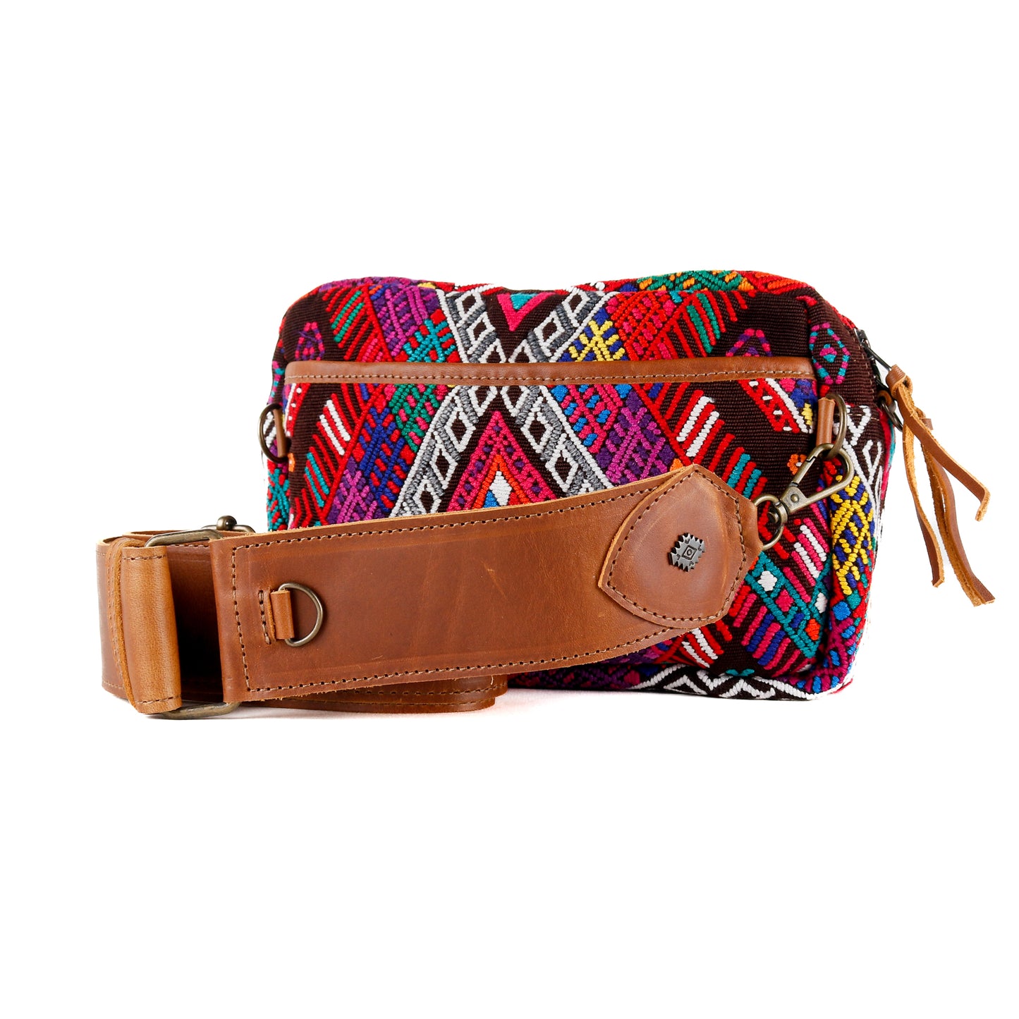 LARGE WANDER BAG + STRAP SET - OOAK HUIPIL & CORTE - CAFE - NO.16162