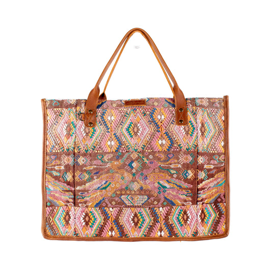 PERFECT TRAVEL TOTE - OOAK HUIPIL - CAFE - NO. 16384