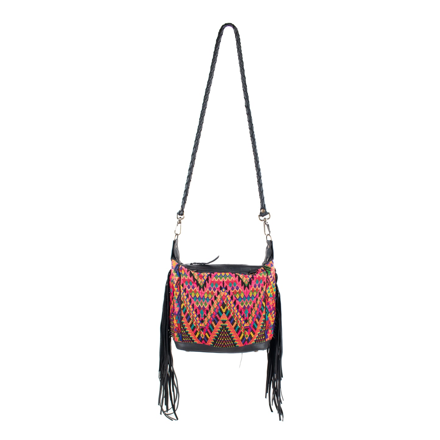 BEATRIZ MINI CDB WITH FRINGE - OOAK HUIPIL - BLACK - NO. 16511