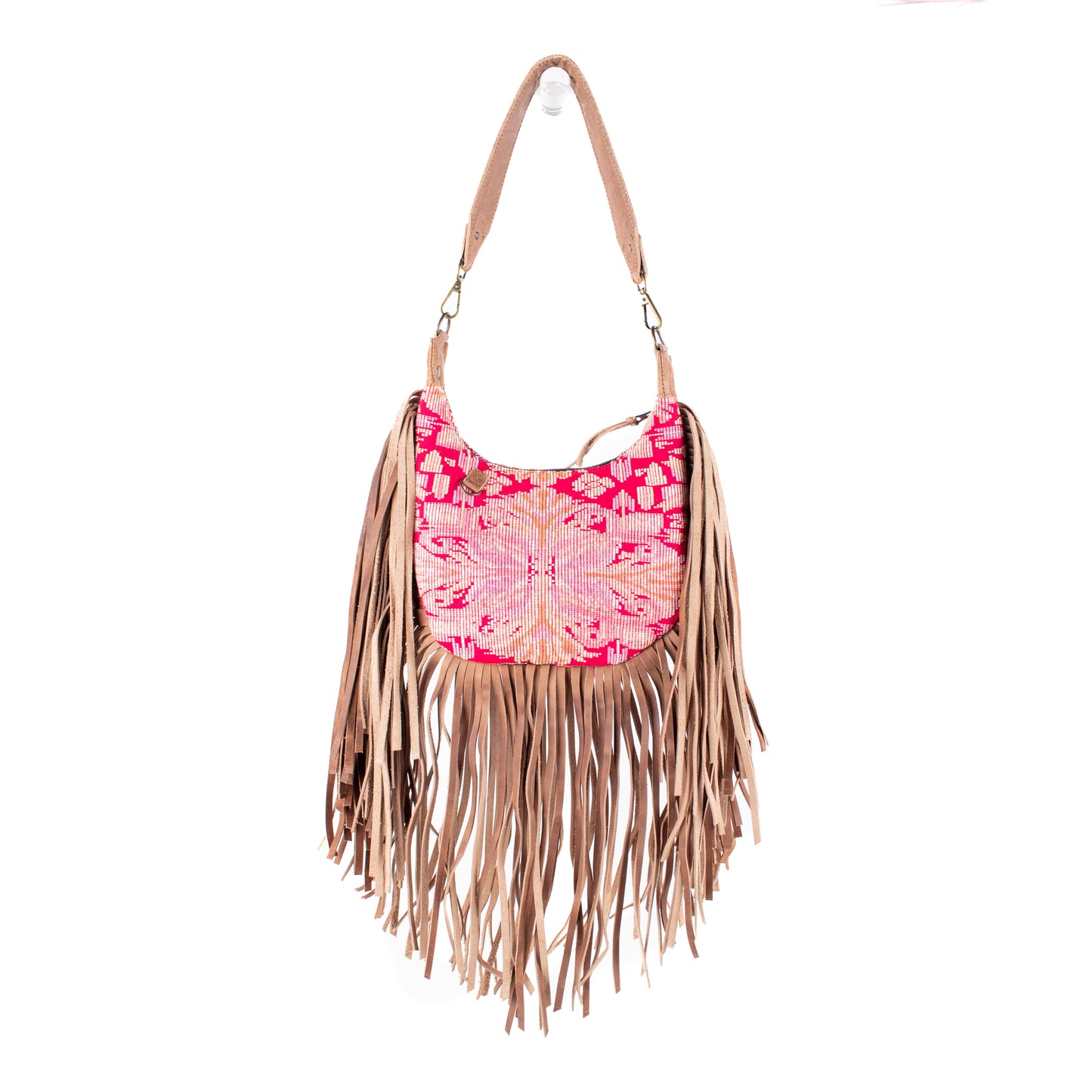 BOHO FRINGE SADDLE BAG - OOAK HUIPIL - FAWN - NO. 16627