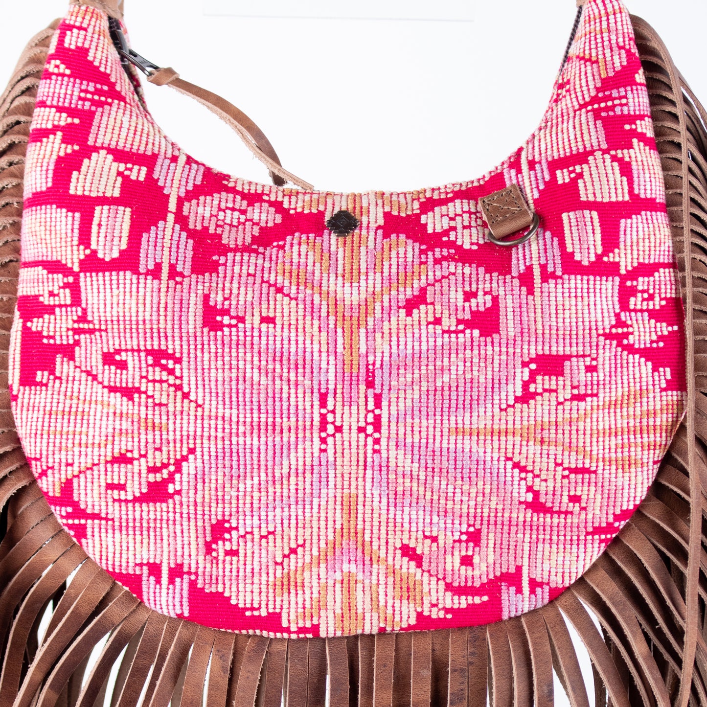 BOHO FRINGE SADDLE BAG - OOAK HUIPIL - FAWN - NO. 16627