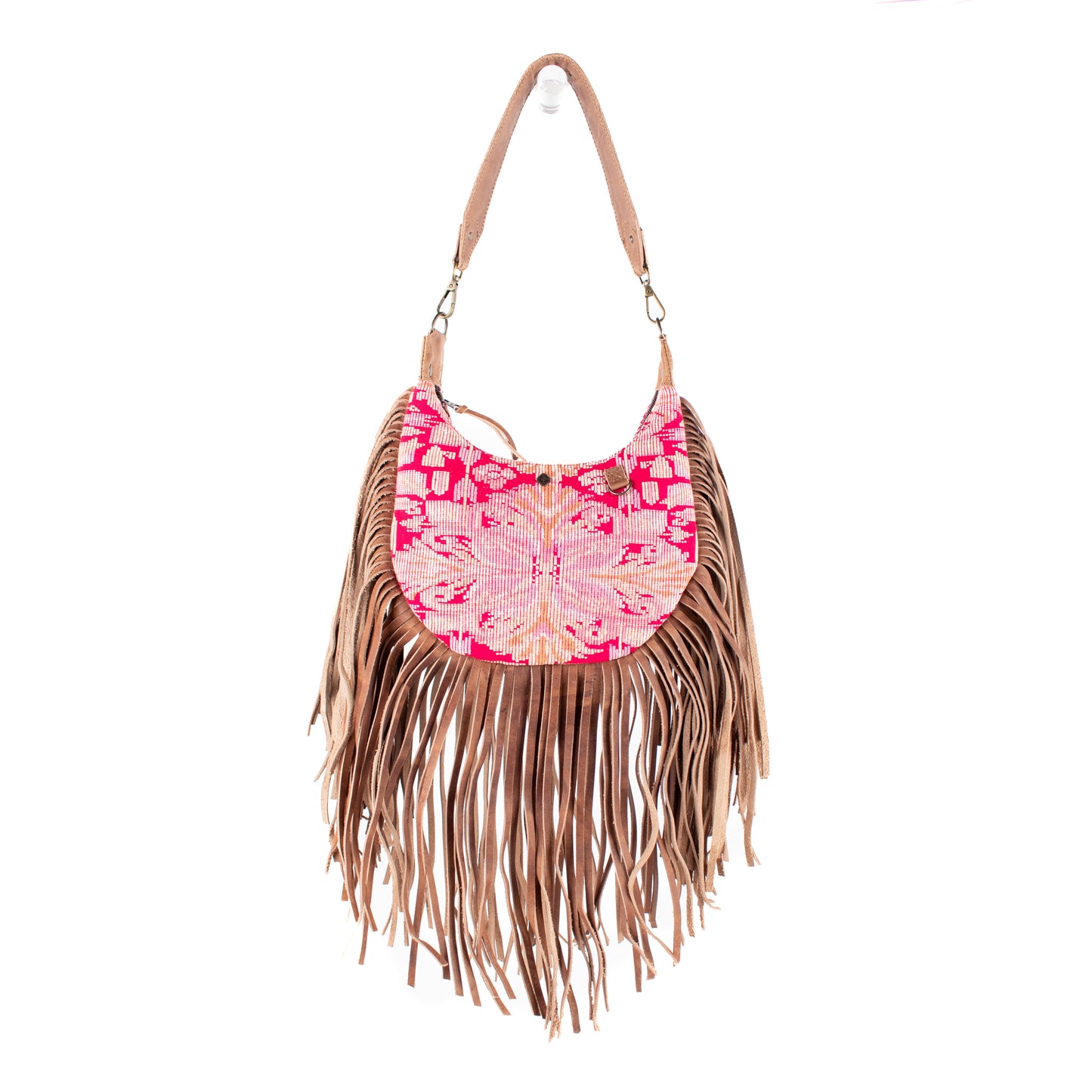 BOHO FRINGE SADDLE BAG - OOAK HUIPIL - FAWN - NO. 16627