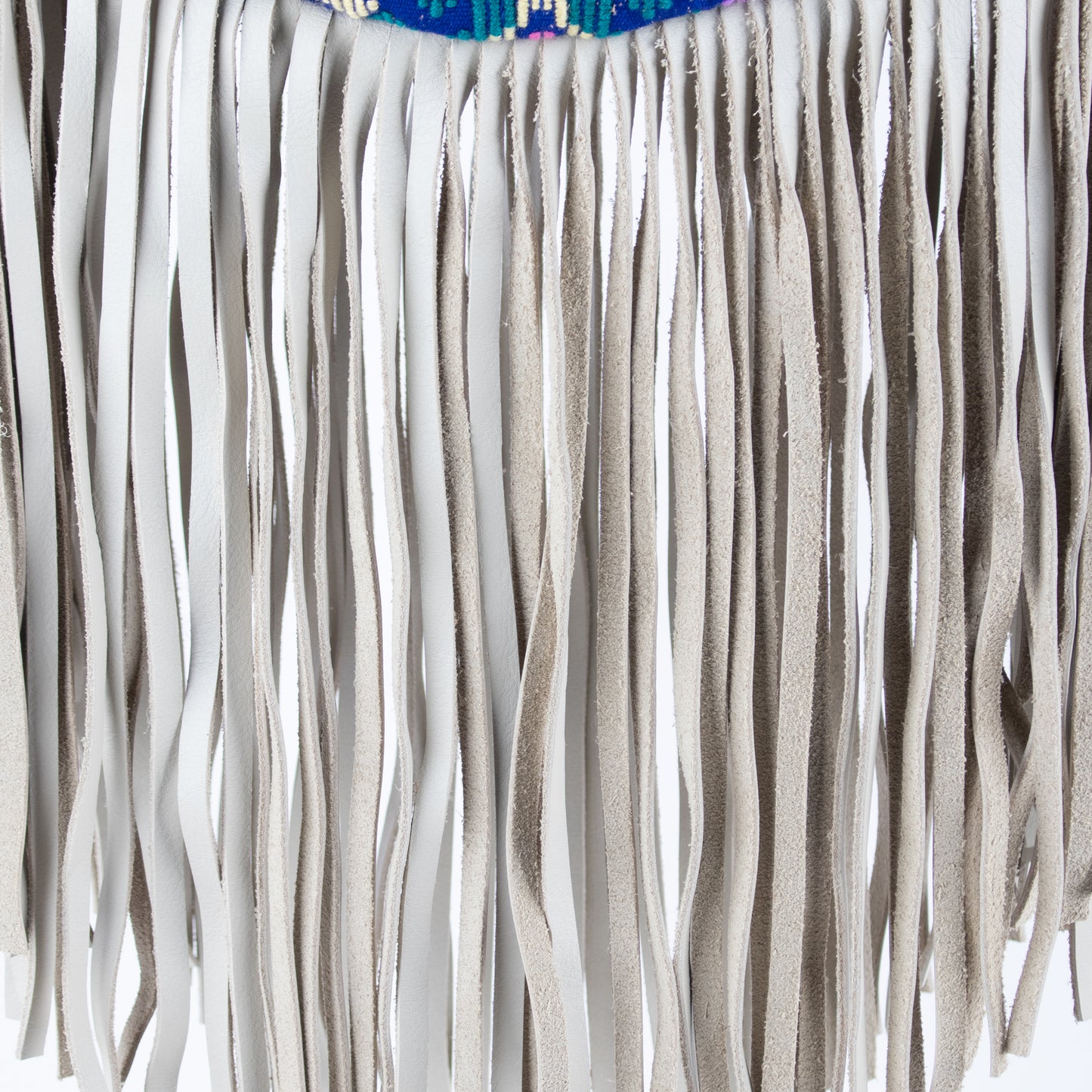 BOHO FRINGE SADDLE BAG - OOAK HUIPIL - BONE - NO. 16632