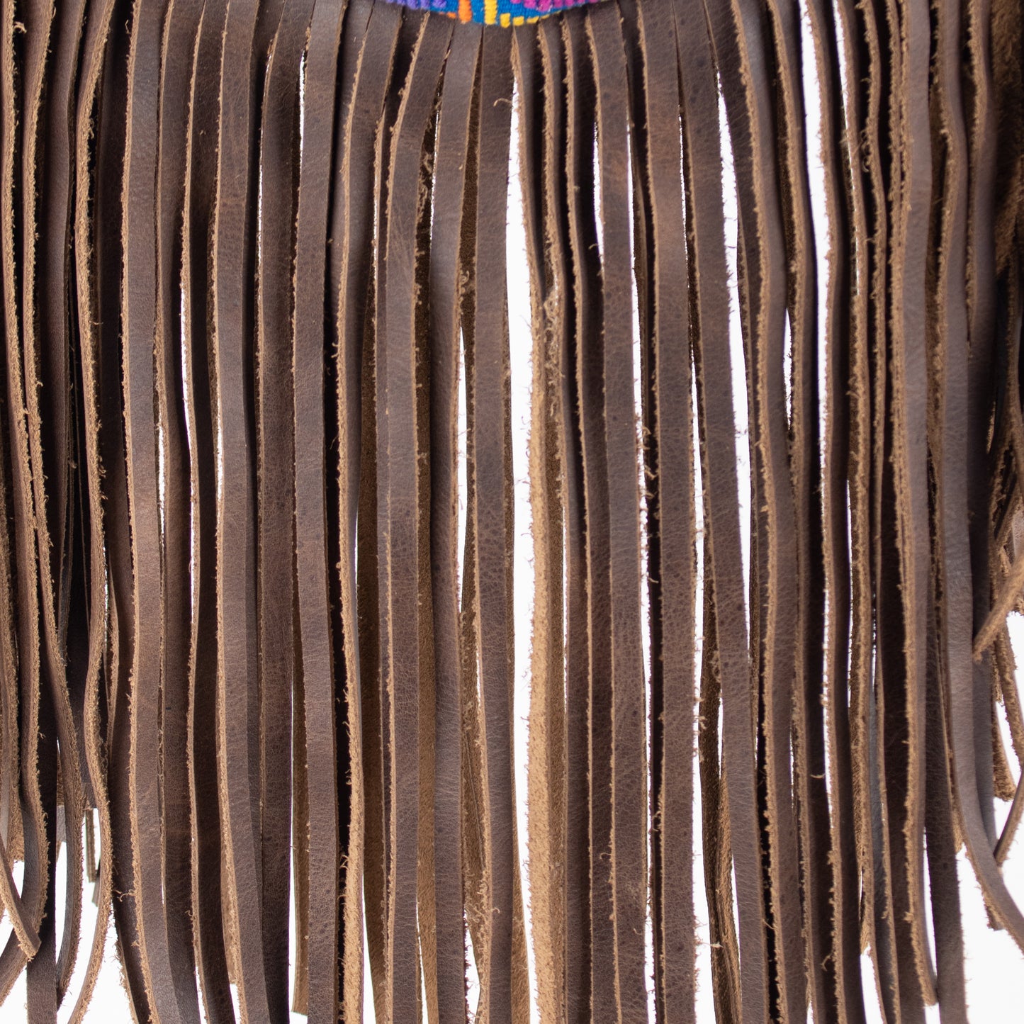 BOHO FRINGE SADDLE BAG - OOAK HUIPIL - FOSSIL - NO. 16635