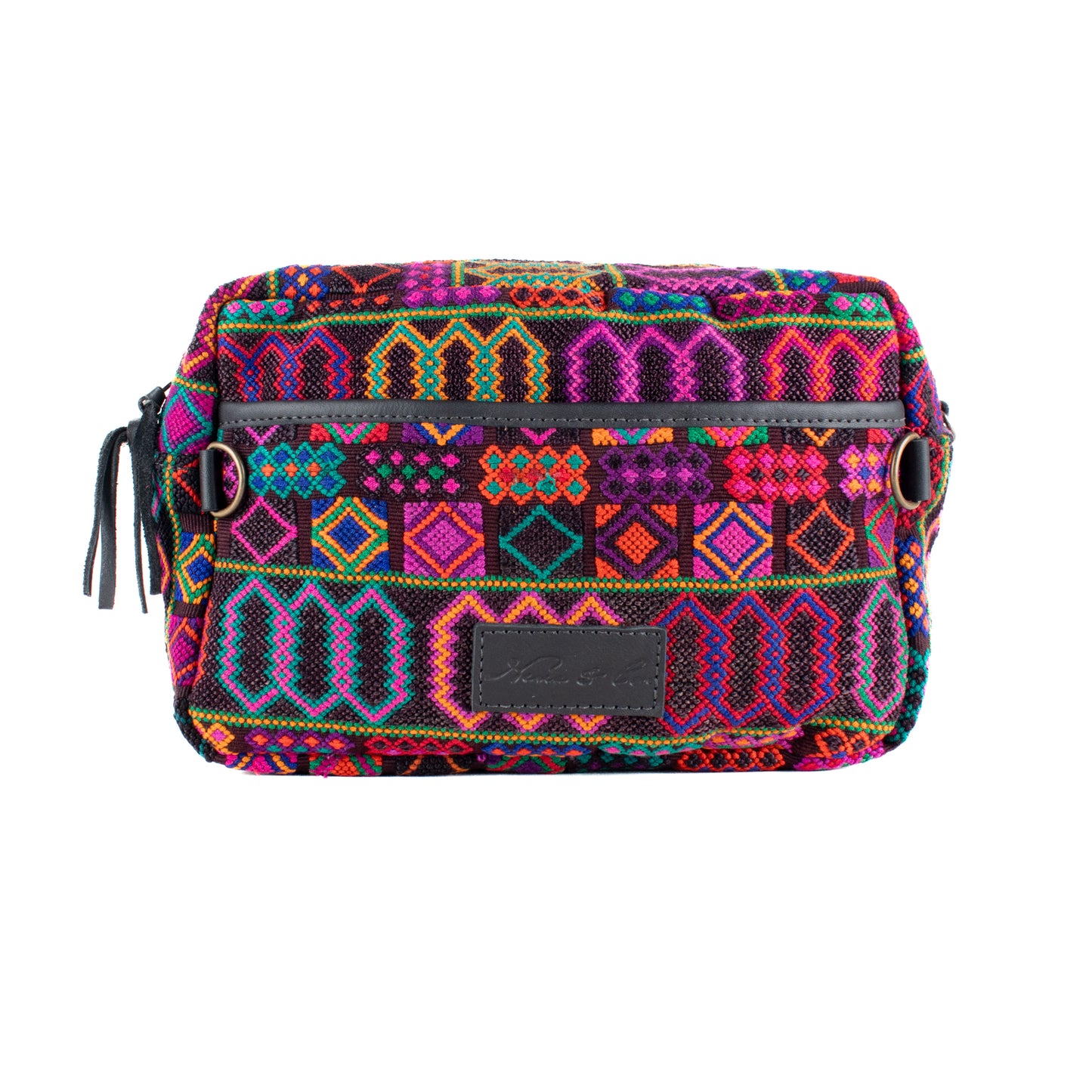 LARGE WANDER BAG + STRAP SET - OOAK HUIPIL - BLACK - NO. 16783