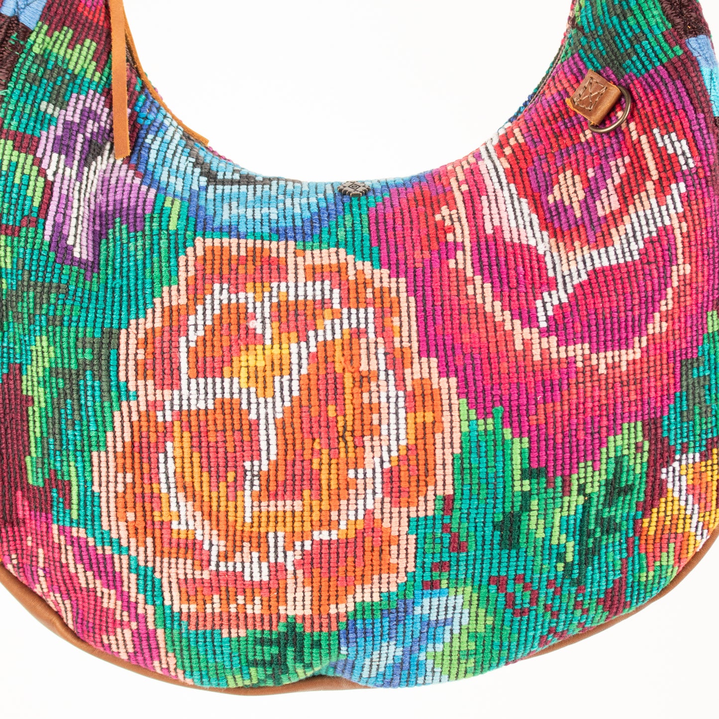 LARGE BOHO SADDLE BAG - OOAK HUIPIL - CAFE - NO. 16979