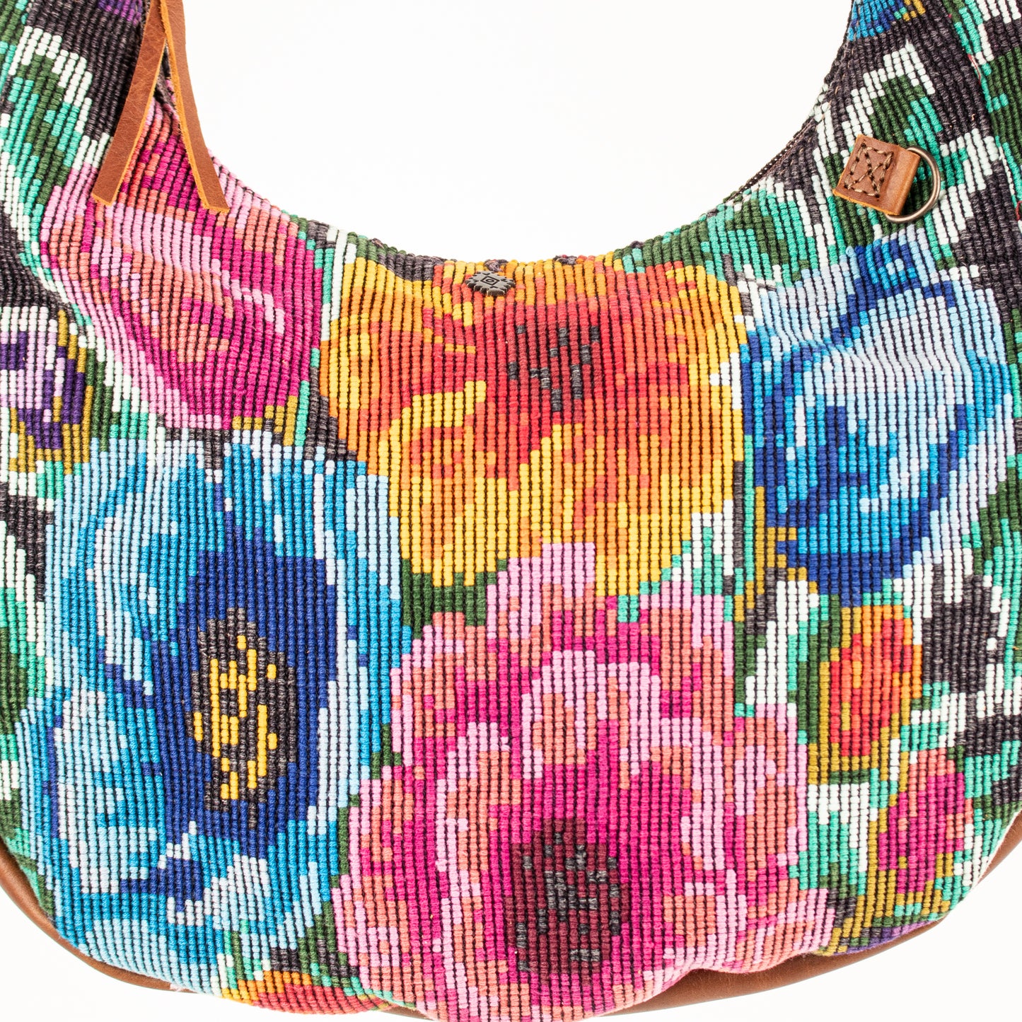 LARGE BOHO SADDLE BAG - OOAK HUIPIL - CAFE - NO. 16981