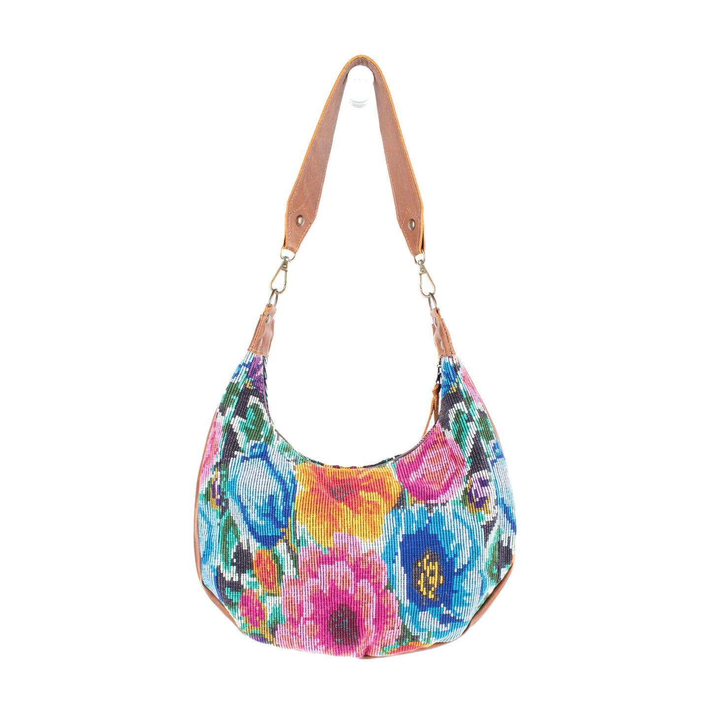 LARGE BOHO SADDLE BAG - OOAK HUIPIL - CAFE - NO. 16981