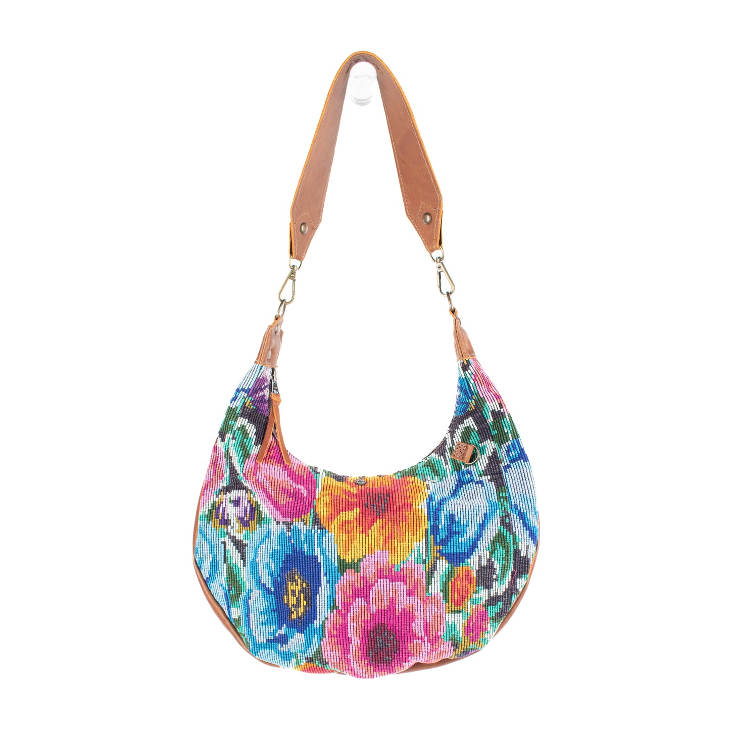 LARGE BOHO SADDLE BAG - OOAK HUIPIL - CAFE - NO. 16981