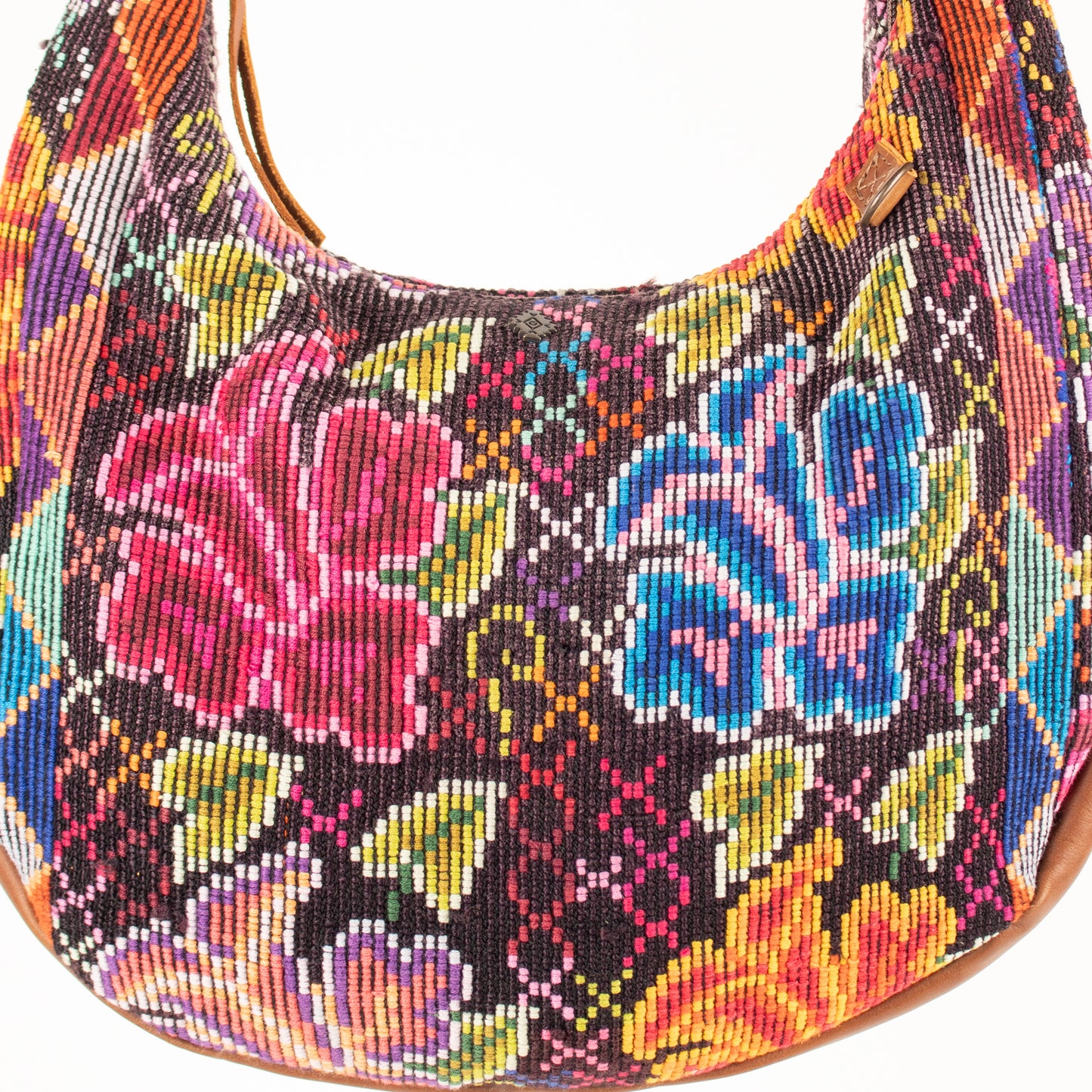 LARGE BOHO SADDLE BAG - OOAK HUIPIL - CAFE - NO. 16982