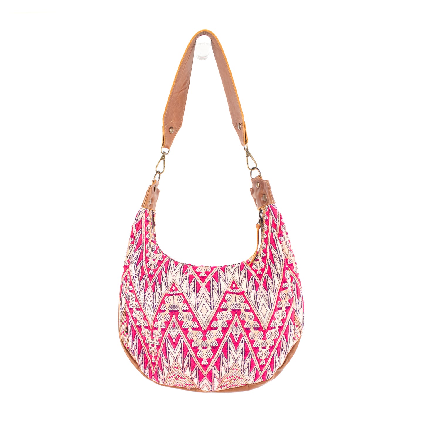 LARGE BOHO SADDLE BAG - OOAK HUIPIL - CAFE - NO. 16983