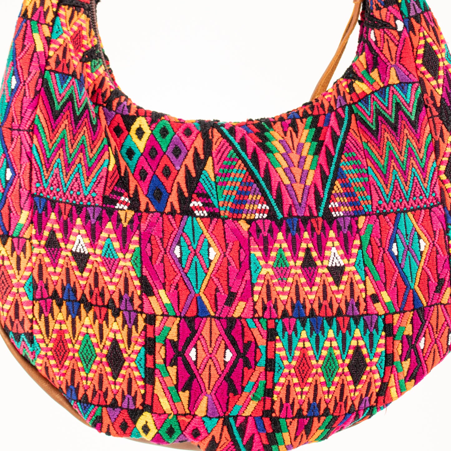 LARGE BOHO SADDLE BAG - OOAK HUIPIL - CAFE - NO. 16984