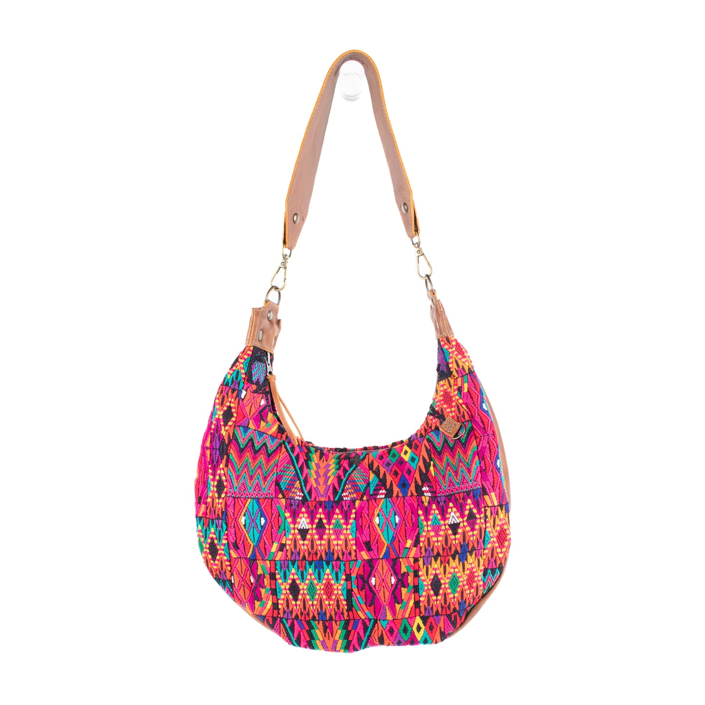 LARGE BOHO SADDLE BAG - OOAK HUIPIL - CAFE - NO. 16984