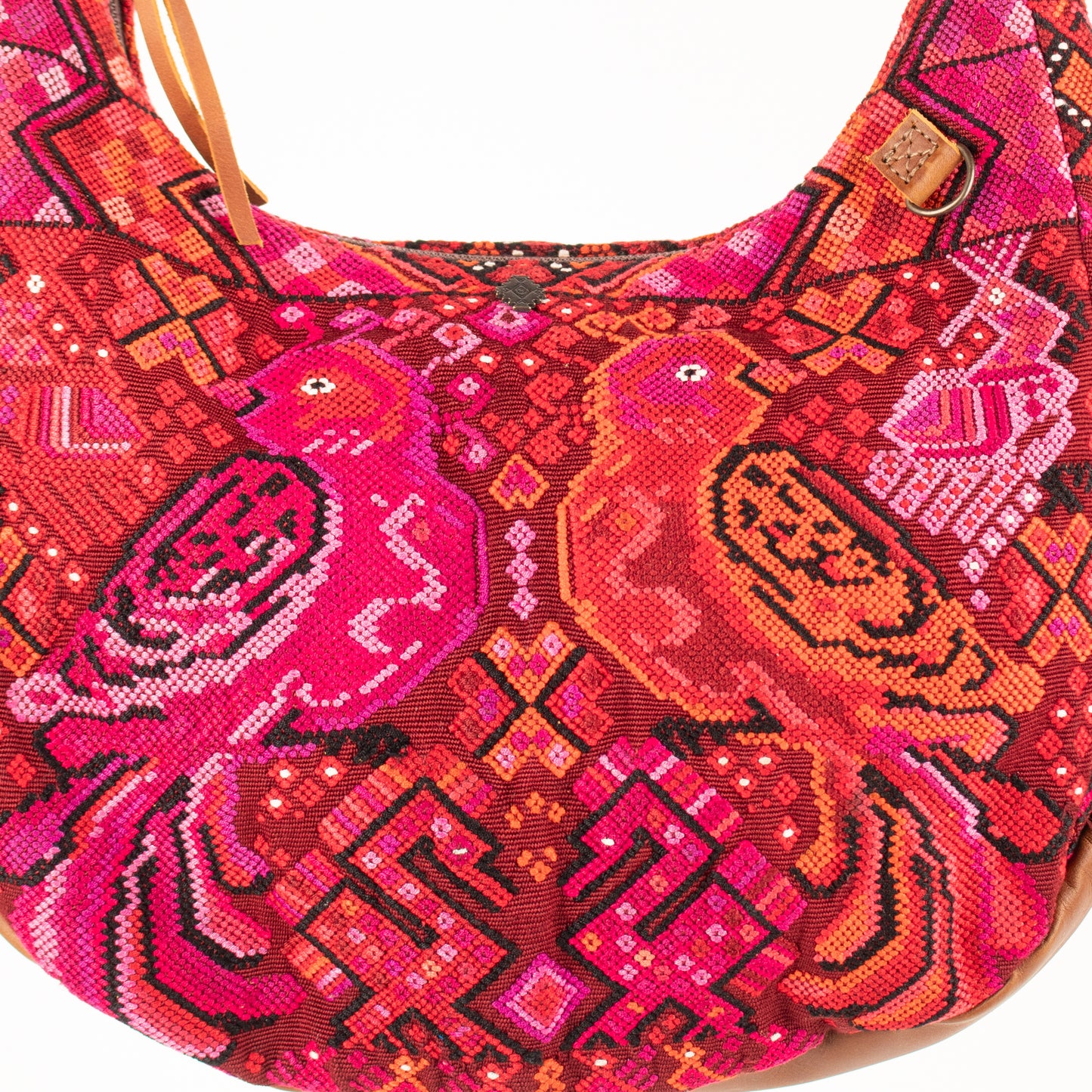 LARGE BOHO SADDLE BAG - OOAK HUIPIL - CAFE - NO. 16987