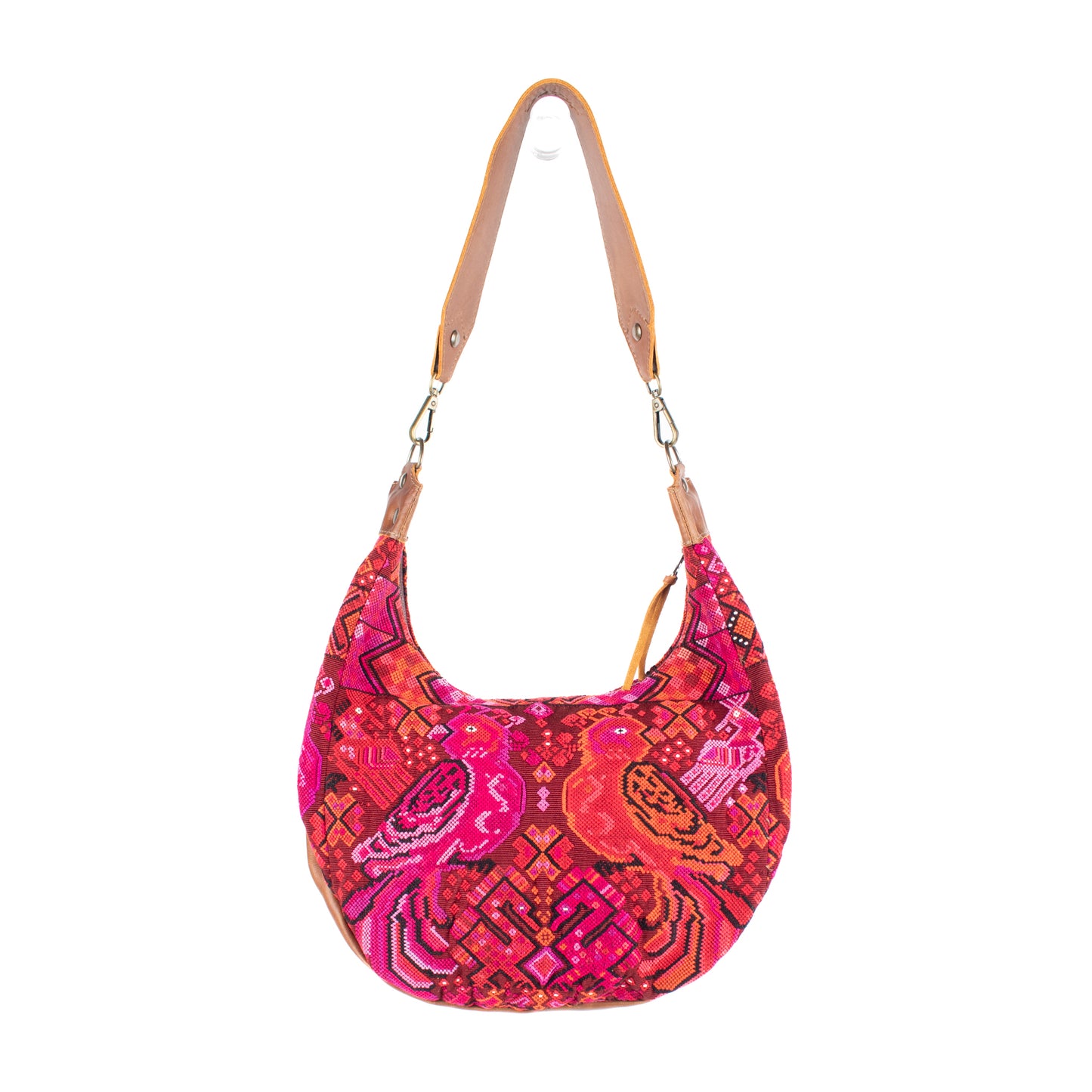 LARGE BOHO SADDLE BAG - OOAK HUIPIL - CAFE - NO. 16987