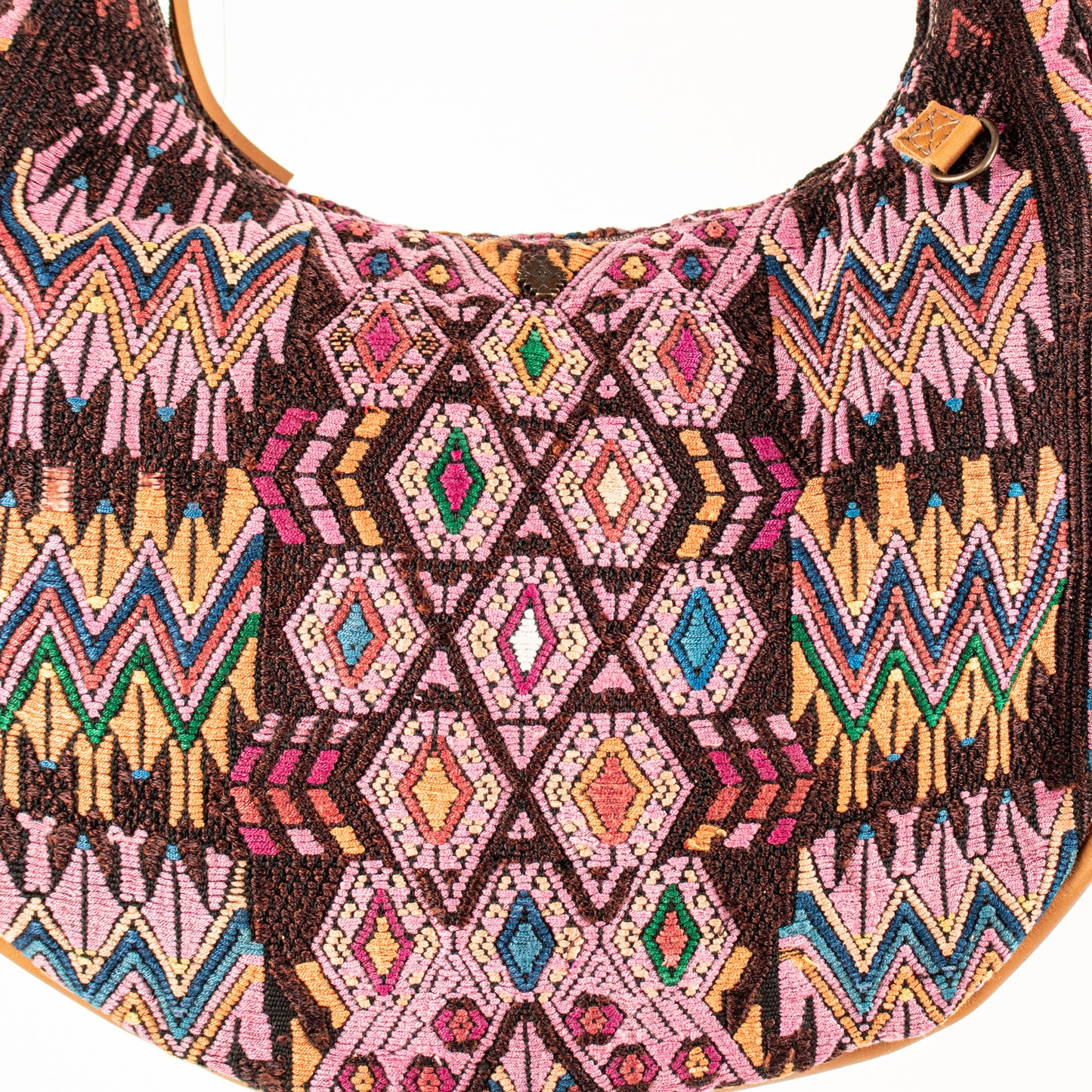 LARGE BOHO SADDLE BAG - OOAK HUIPIL - BRANDY - NO. 16997