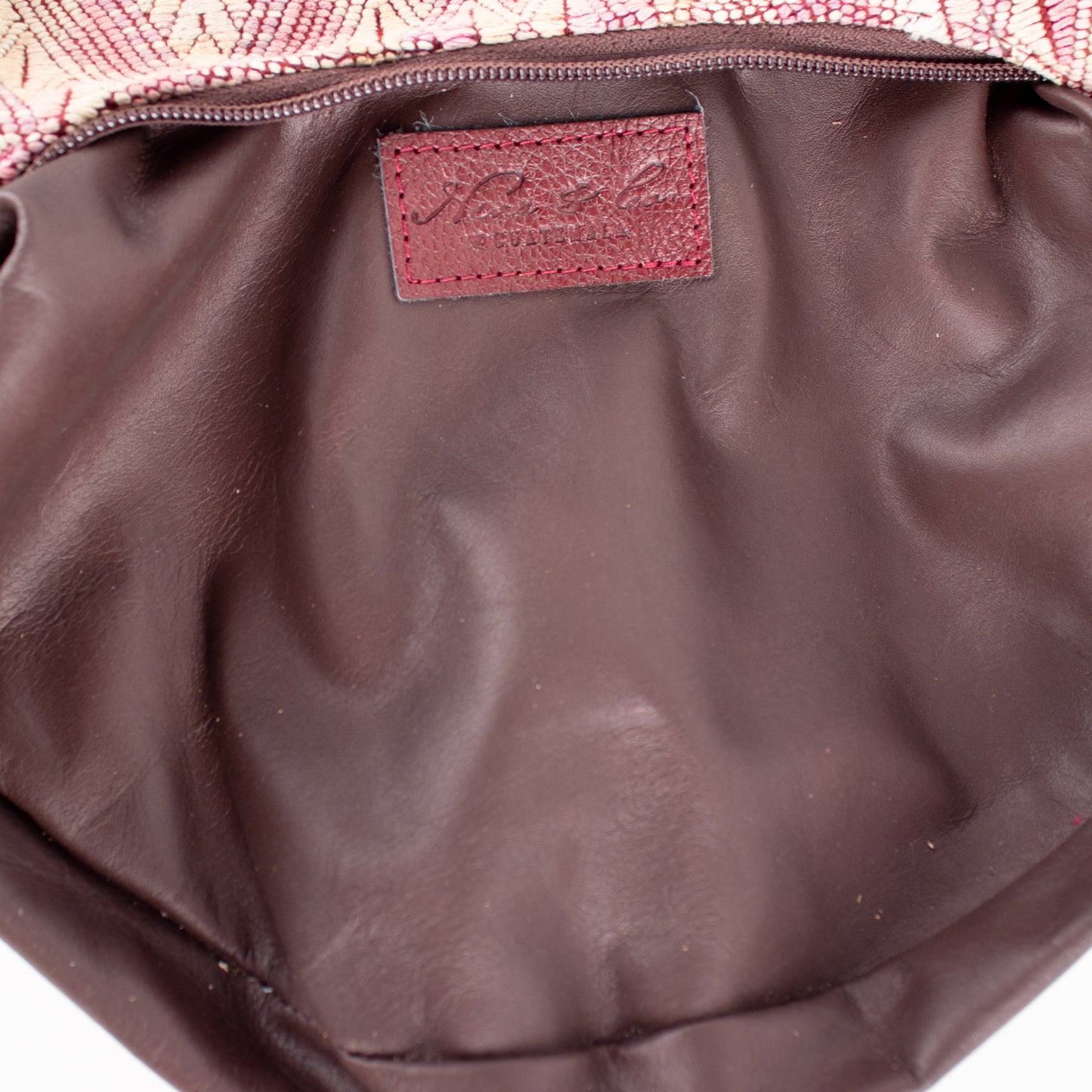 SMALL BOHO FRINGE SADDLE BAG - OOAK HUIPIL - AMARANTH - NO. 17034