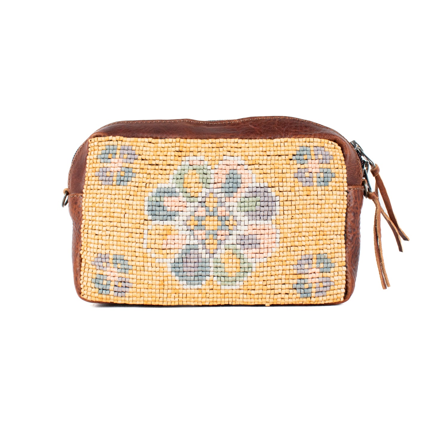 H&S WANDER CROSSBODY SET - OOAK BEADED PANEL - HONEY - NO. 17091