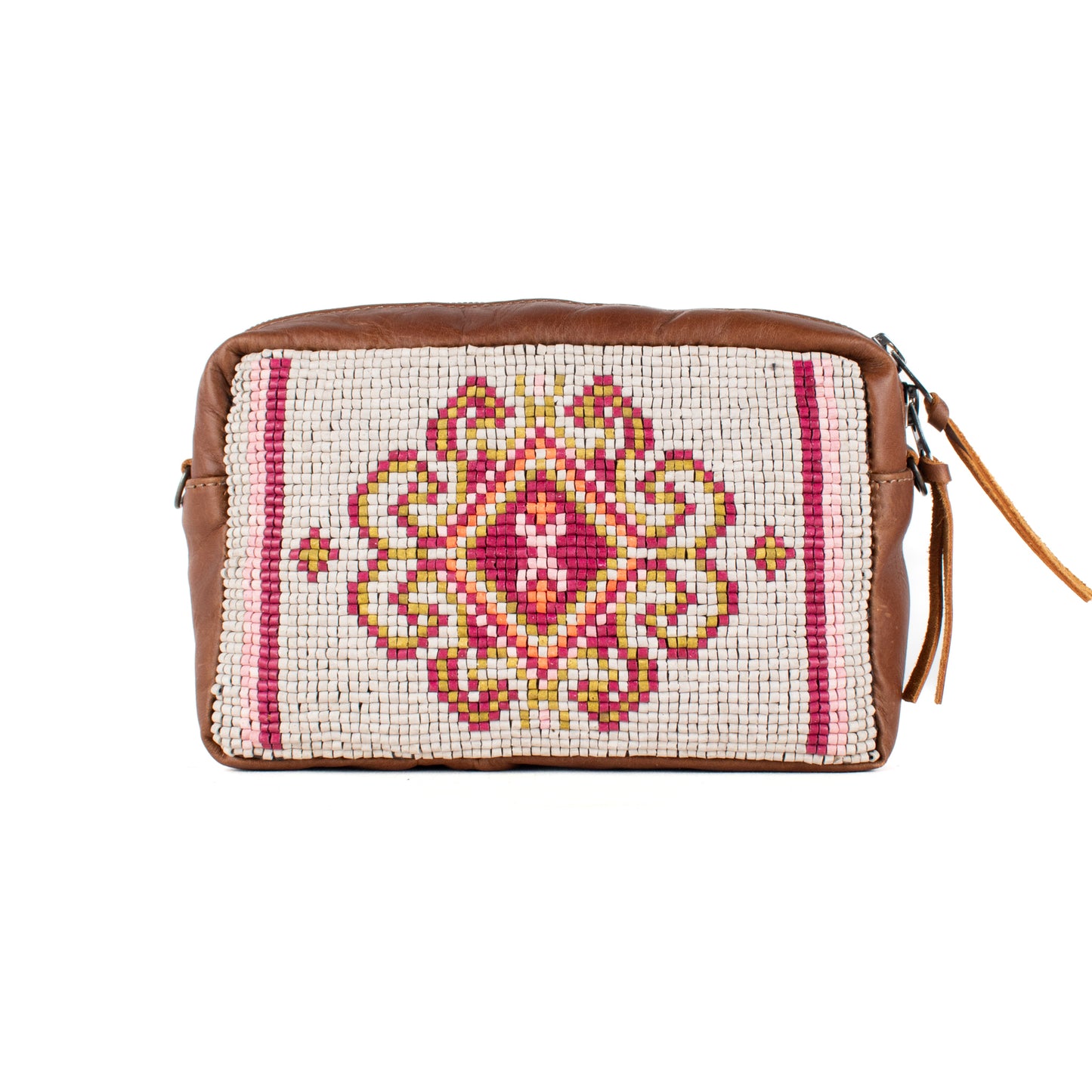 H&S WANDER CROSSBODY SET - OOAK BEADED PANEL - CAFE - NO. 17098