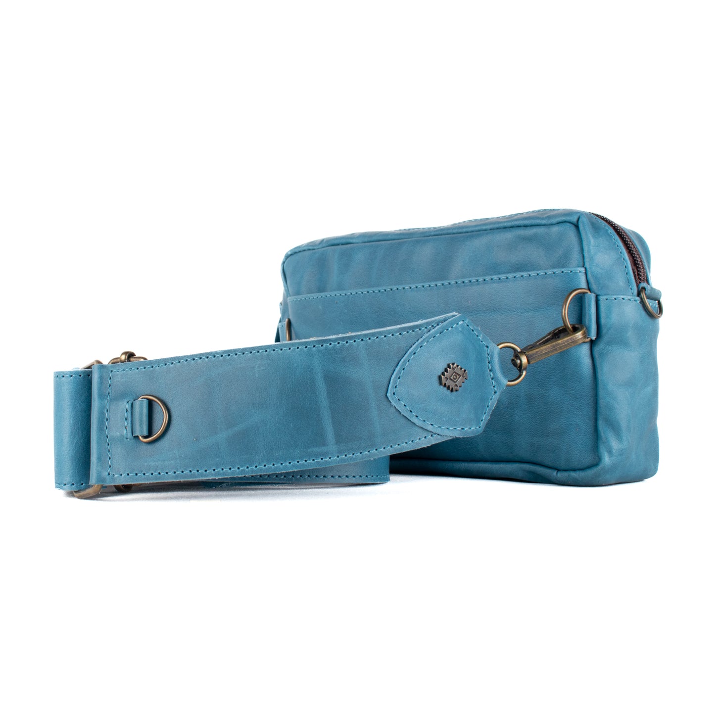 H&S WANDER CROSSBODY SET - OOAK BEADED PANEL - CERULEAN - NO. 17100