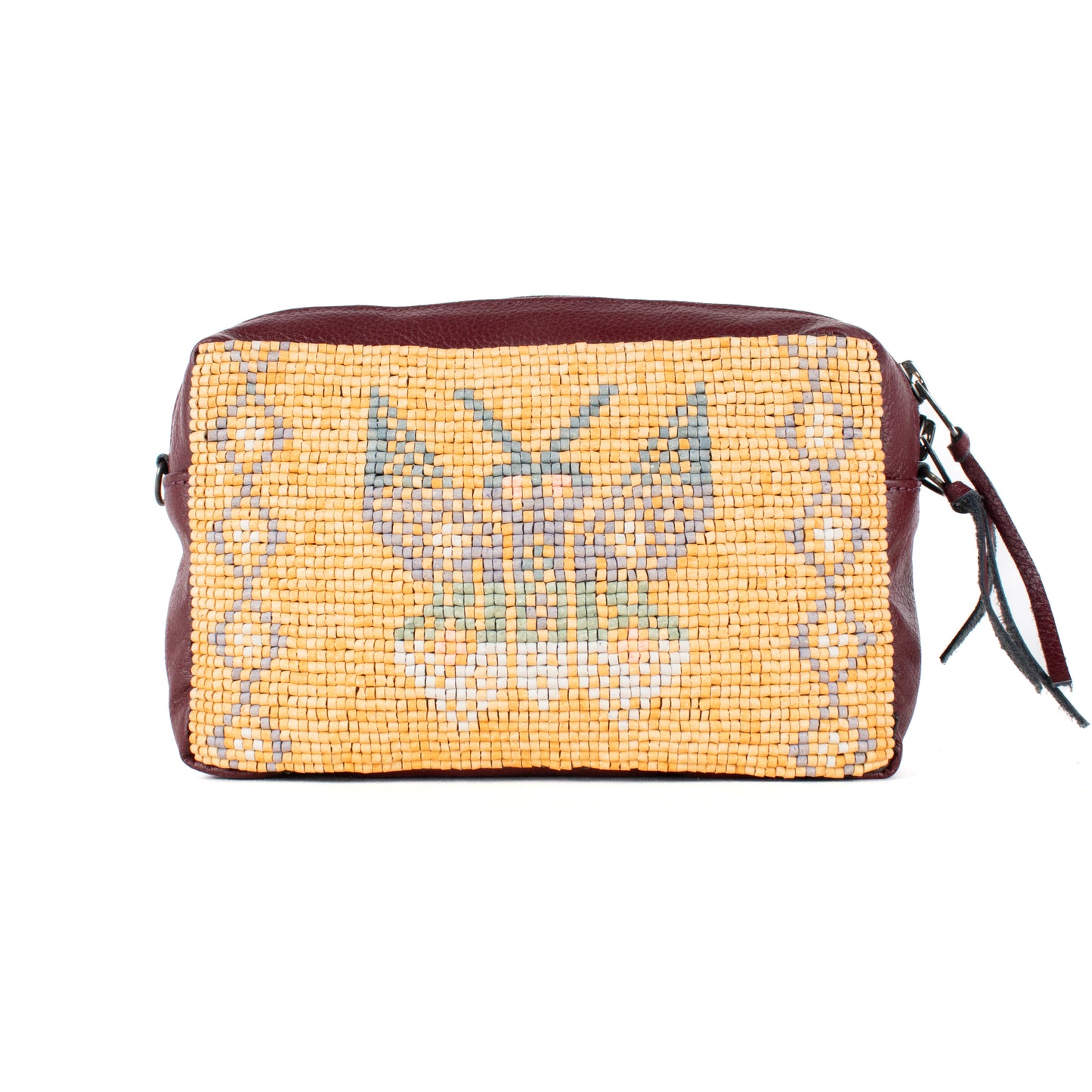 H&S WANDER CROSSBODY SET - OOAK BEADED PANEL - AMARANTH - NO. 17116