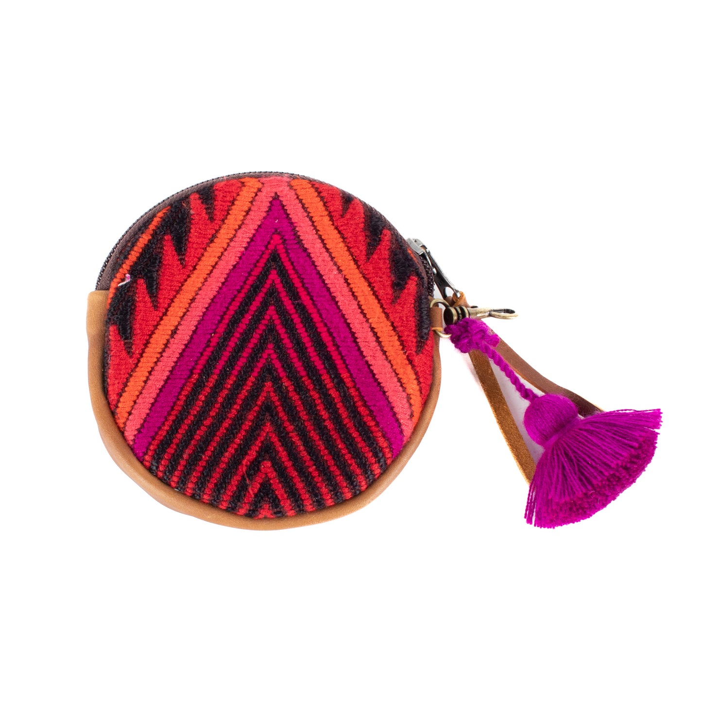 CIRCLE COIN PURSE - OOAK HUIPIL - CAFE- NO. 17507