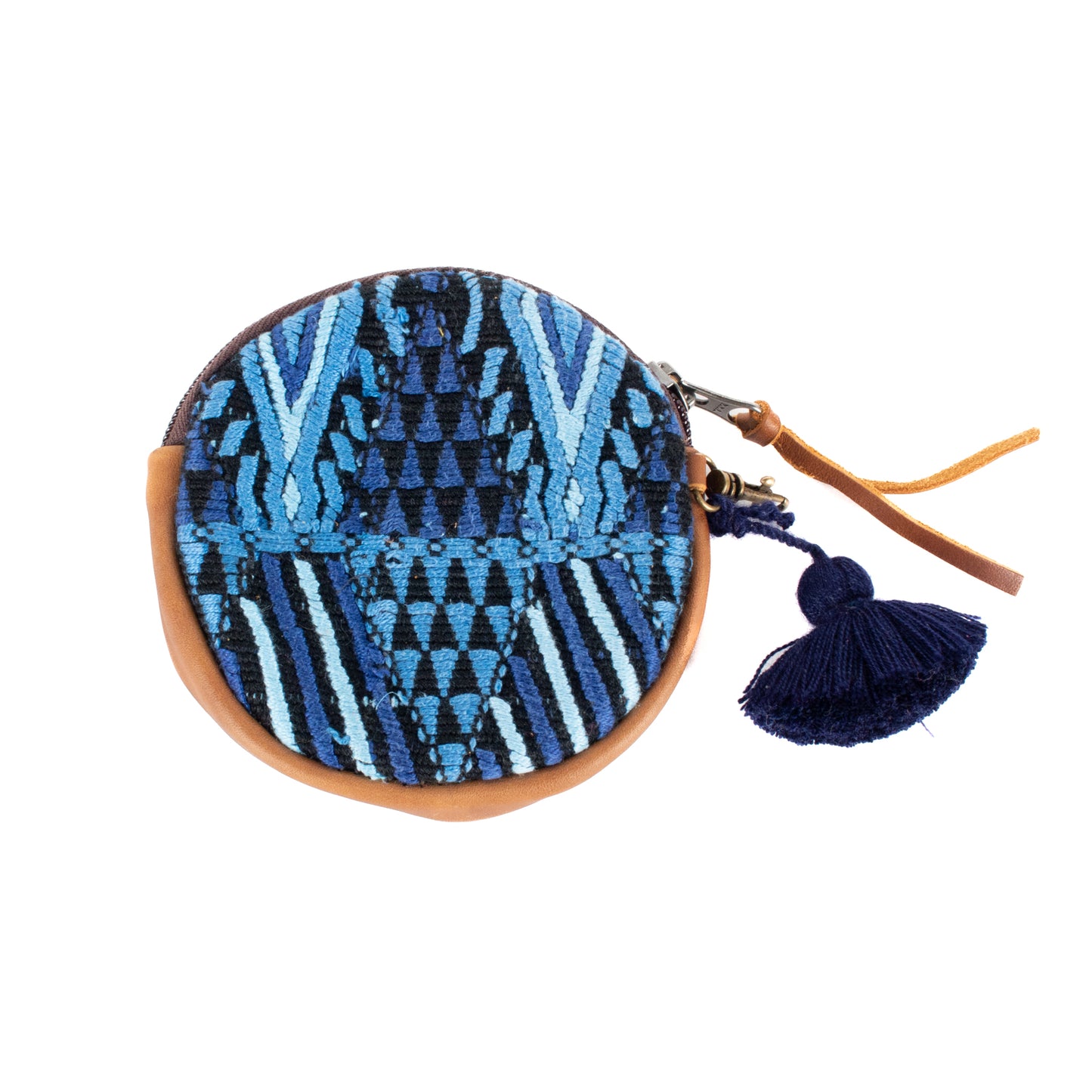 CIRCLE COIN PURSE - OOAK HUIPIL - CAFE- NO. 17510