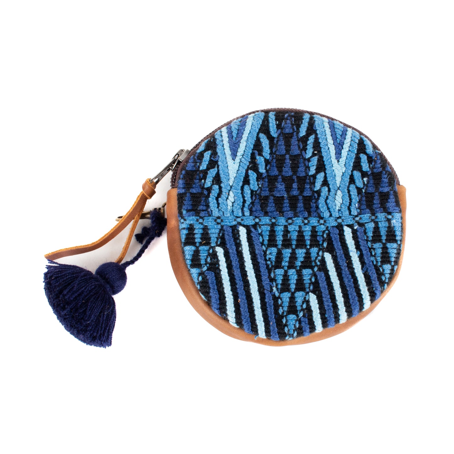 CIRCLE COIN PURSE - OOAK HUIPIL - CAFE- NO. 17510