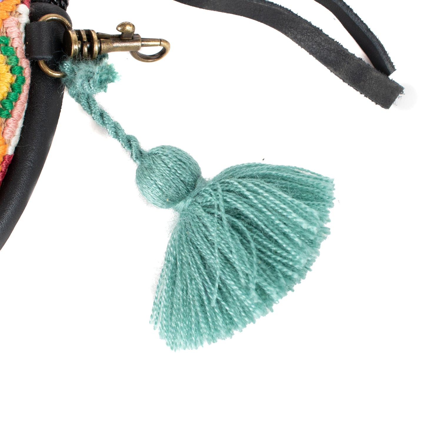 CIRCLE COIN PURSE - OOAK HUIPIL - BLACK - NO. 17521