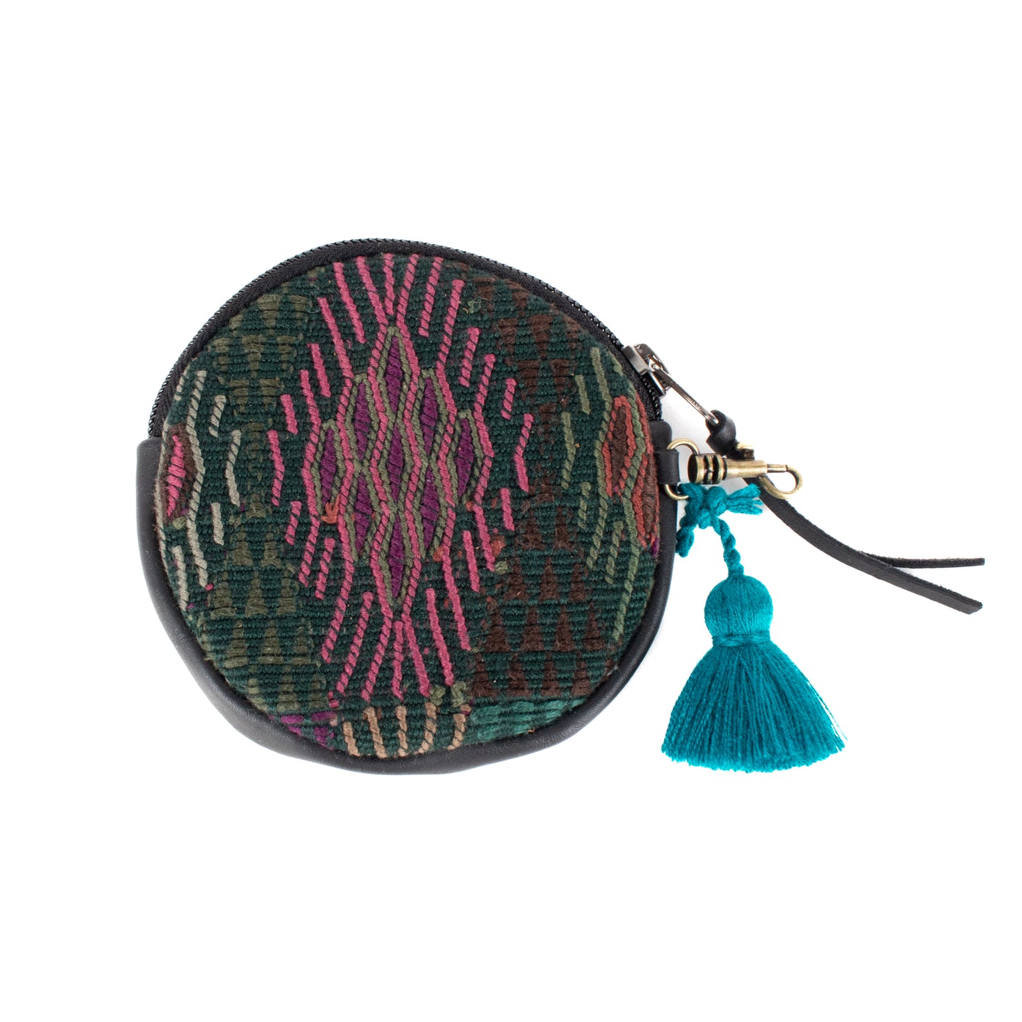 CIRCLE COIN PURSE - OOAK HUIPIL - BLACK - NO. 17523