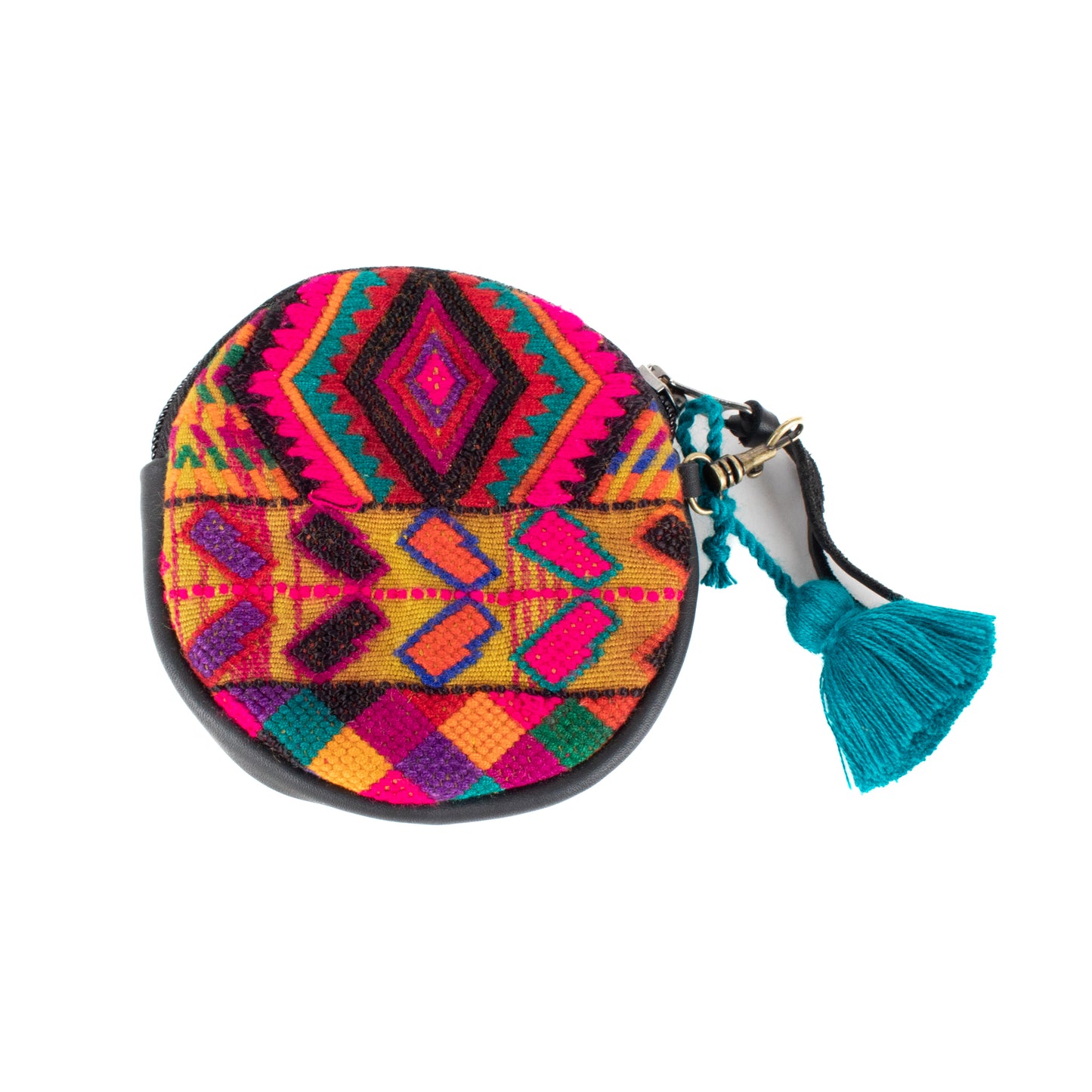 CIRCLE COIN PURSE - OOAK HUIPIL - BLACK - NO. 17524