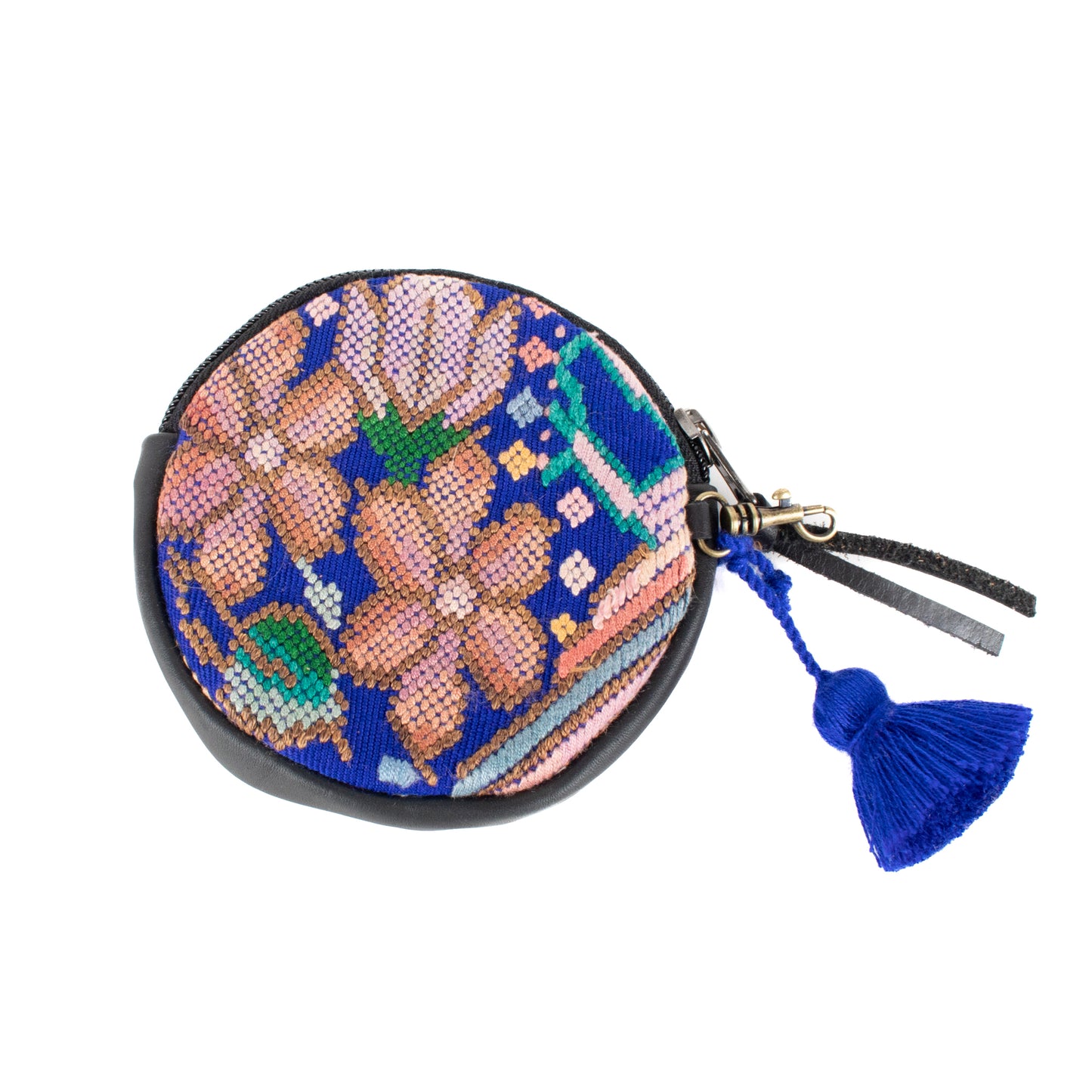 CIRCLE COIN PURSE - OOAK HUIPIL - BLACK - NO. 17525