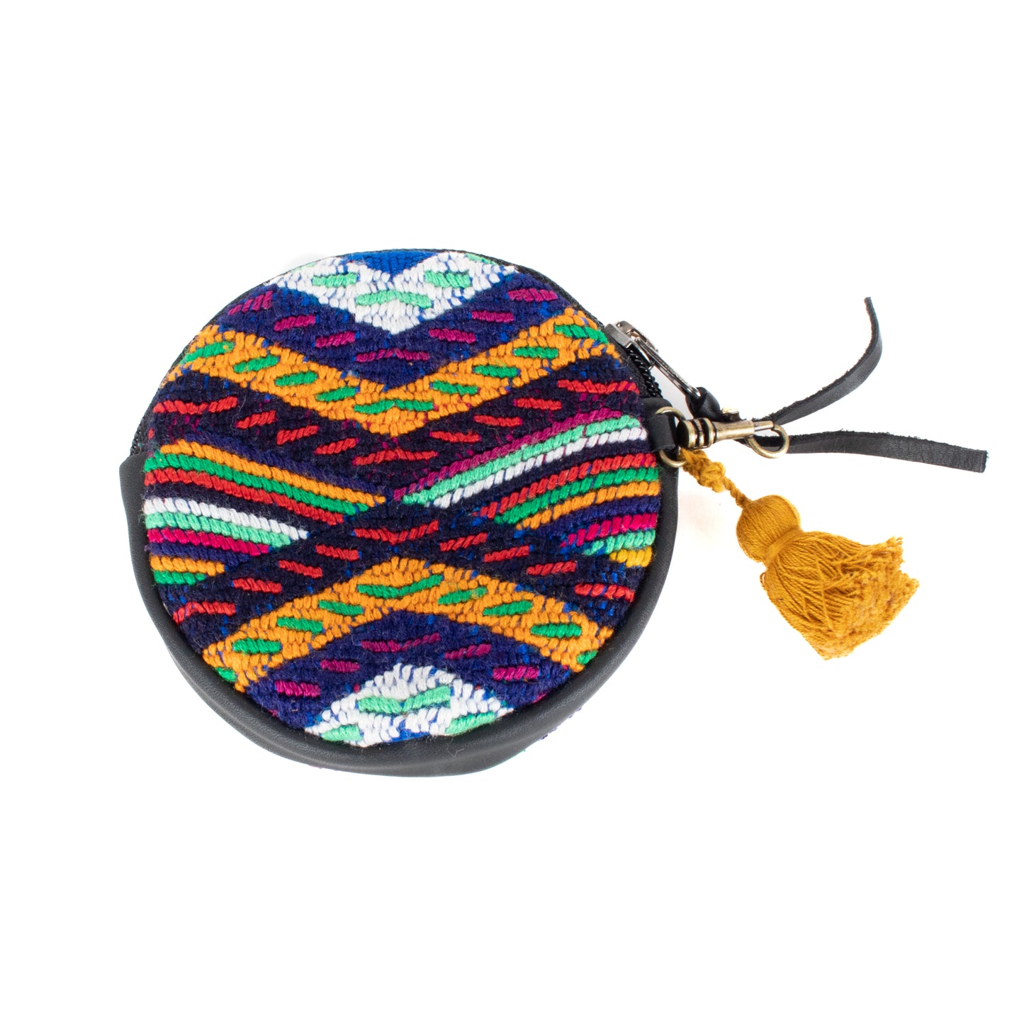 CIRCLE COIN PURSE - OOAK HUIPIL - BLACK - NO. 17526