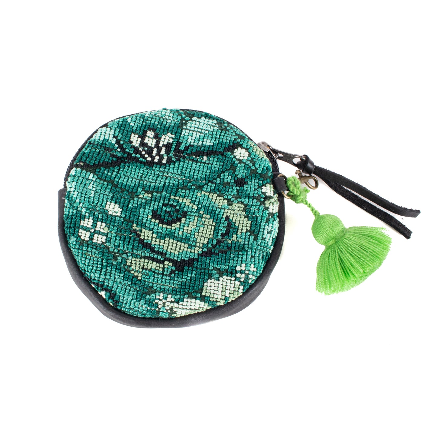 CIRCLE COIN PURSE - OOAK HUIPIL - BLACK - NO. 17527