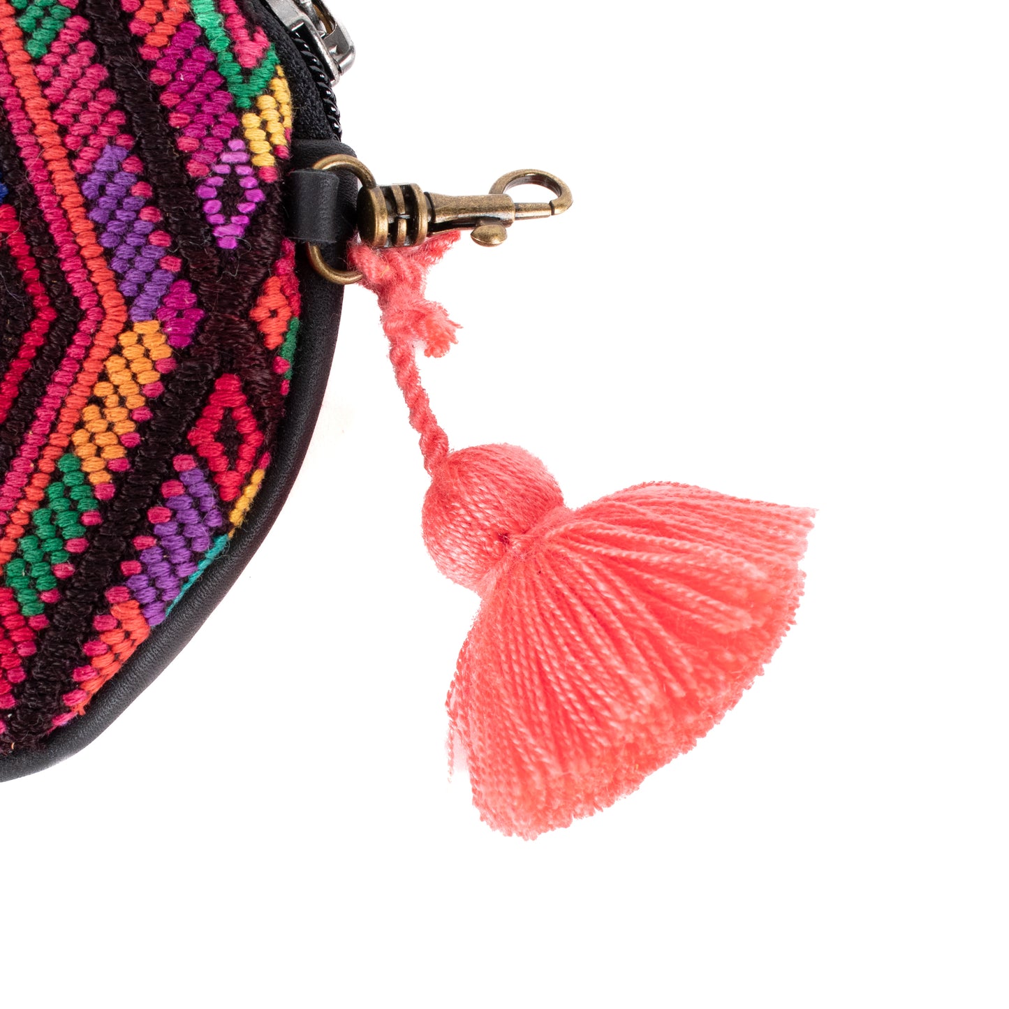 CIRCLE COIN PURSE - OOAK HUIPIL - BLACK - NO. 17529