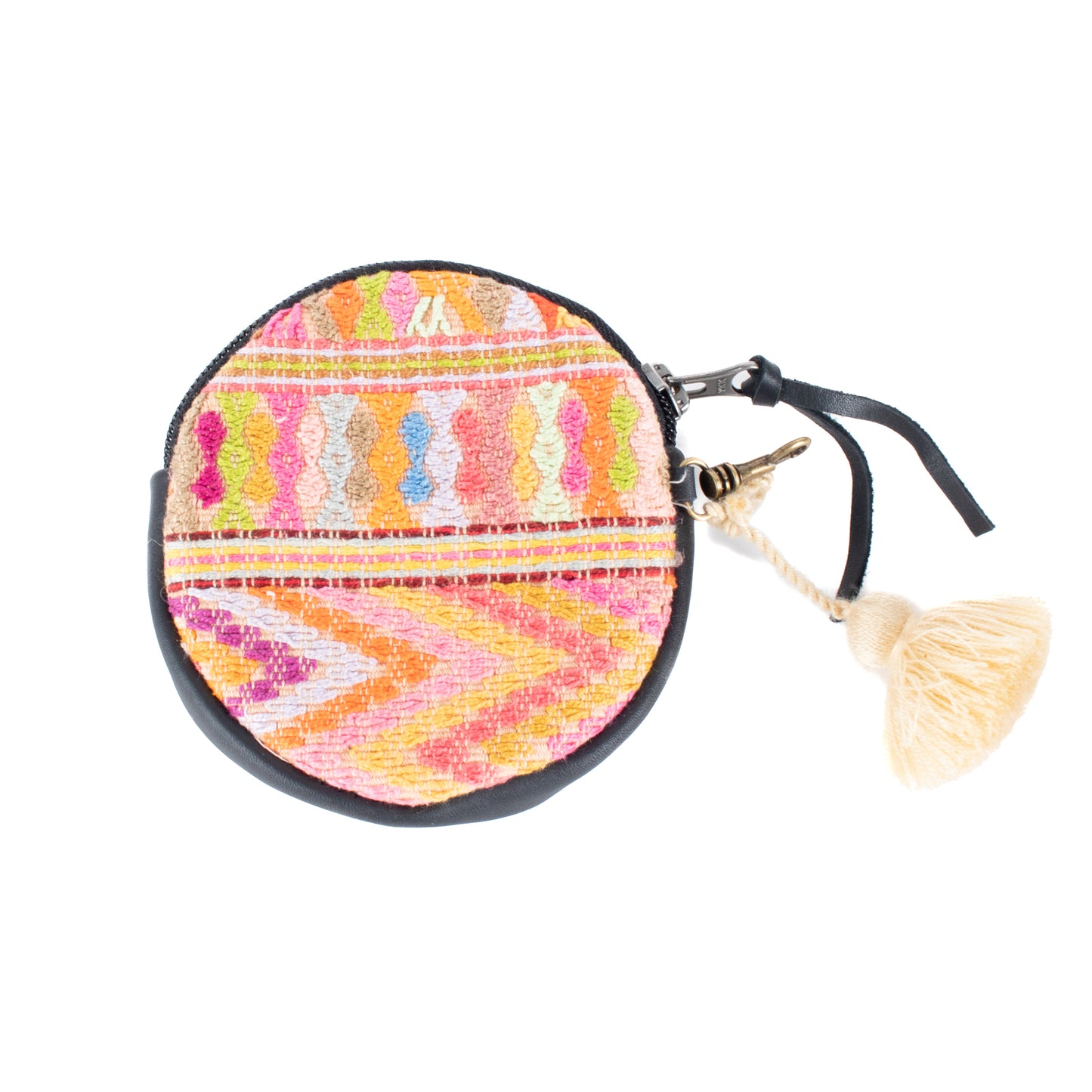 CIRCLE COIN PURSE - OOAK HUIPIL - BLACK - NO. 17530