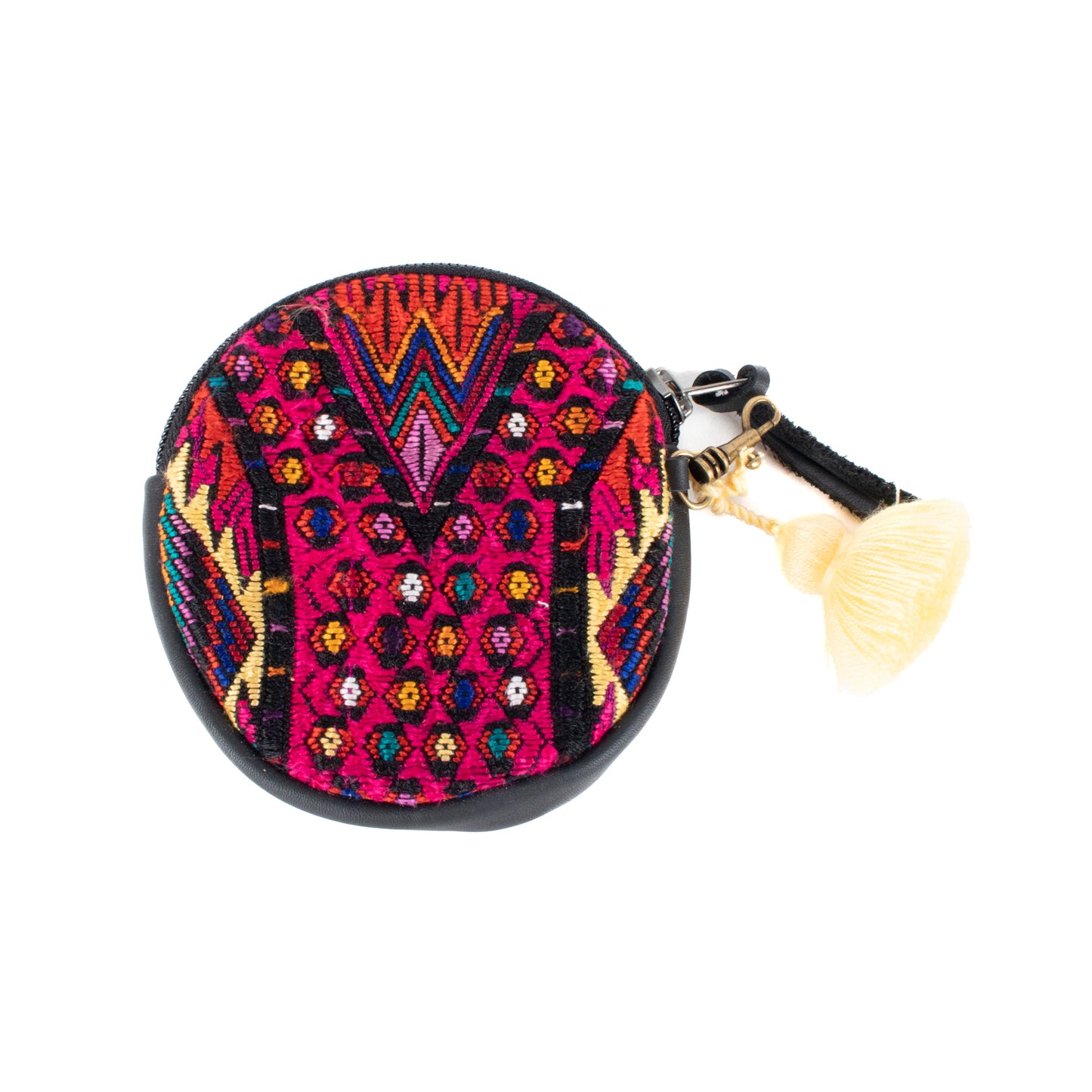 CIRCLE COIN PURSE - OOAK HUIPIL - BLACK - NO. 17531