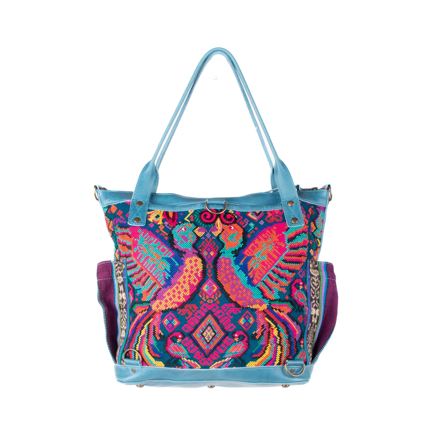 THE MEDIUM PERFECT BAG - OOAK HUIPIL - CERULEAN - NO. 17565