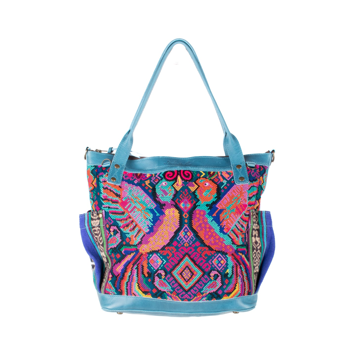 THE MEDIUM PERFECT BAG - OOAK HUIPIL - CERULEAN - NO. 17565