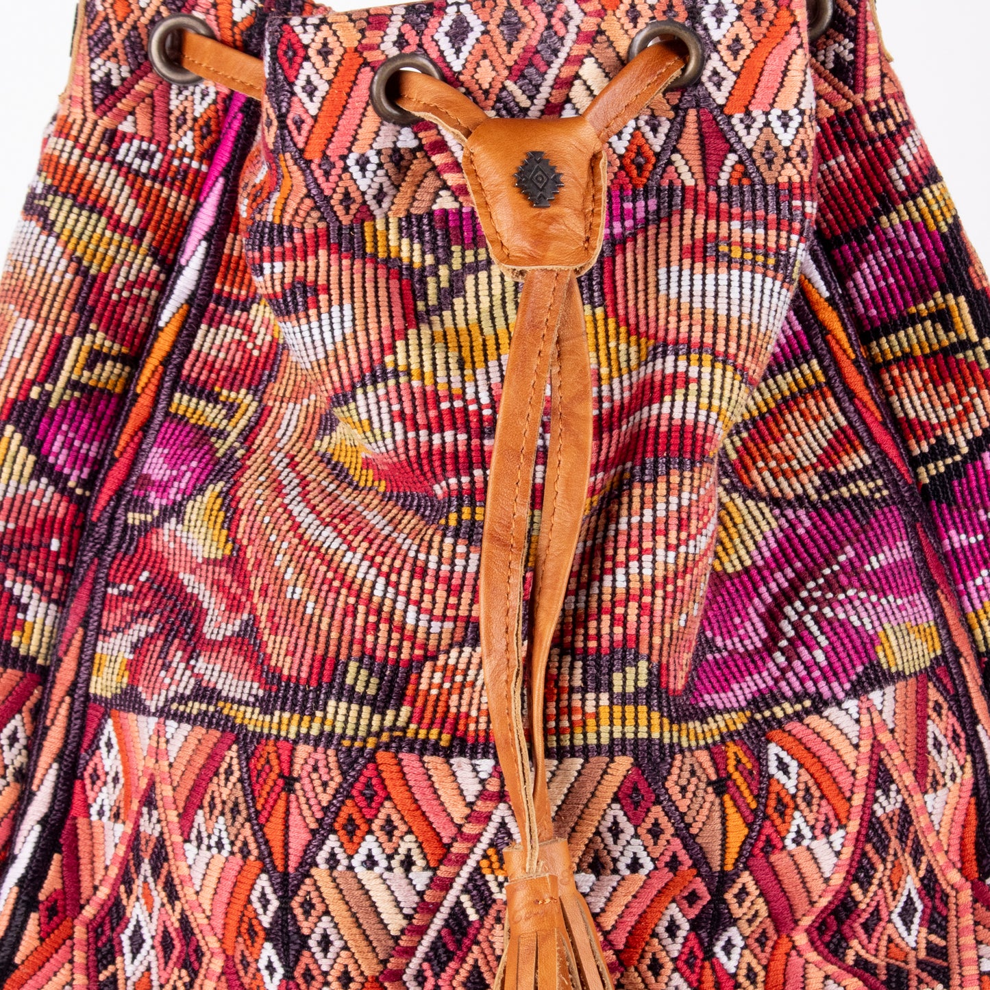 DRAWSTRING BUCKET BAG - OOAK HUIPIL - DUNA AMARILLA - NO. 17860