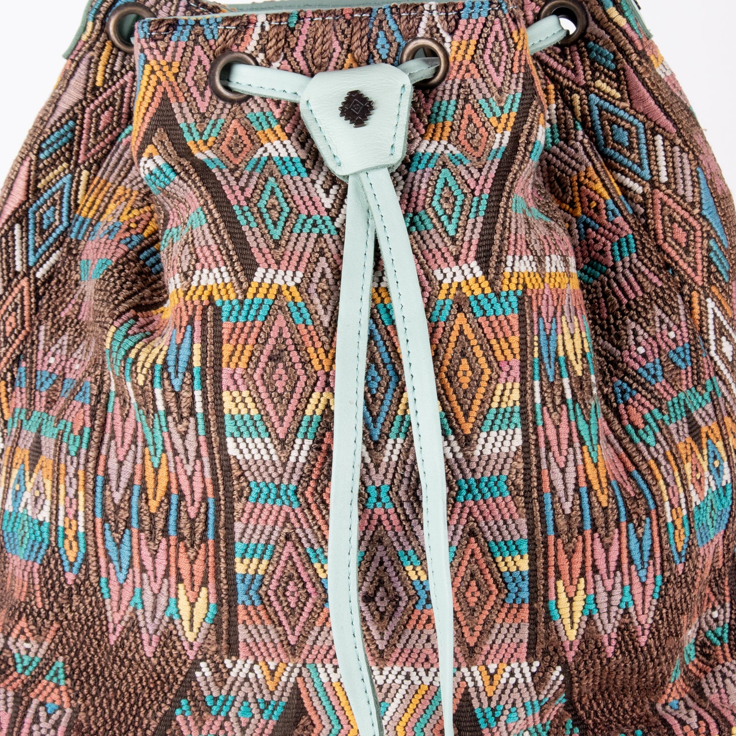 DRAWSTRING BUCKET BAG - OOAK HUIPIL - LUCITE - NO. 17864