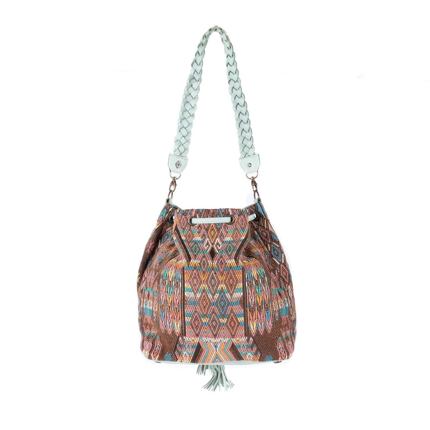 DRAWSTRING BUCKET BAG - OOAK HUIPIL - LUCITE - NO. 17864